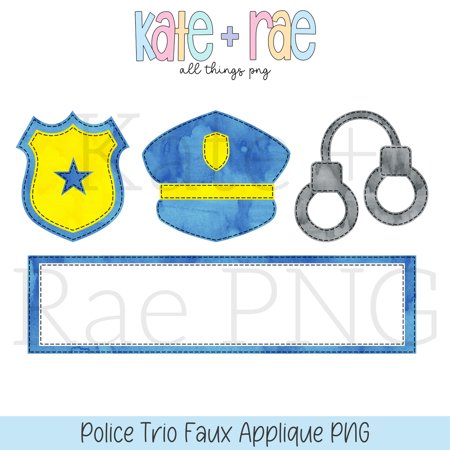 Police Trio Faux Applique PNG