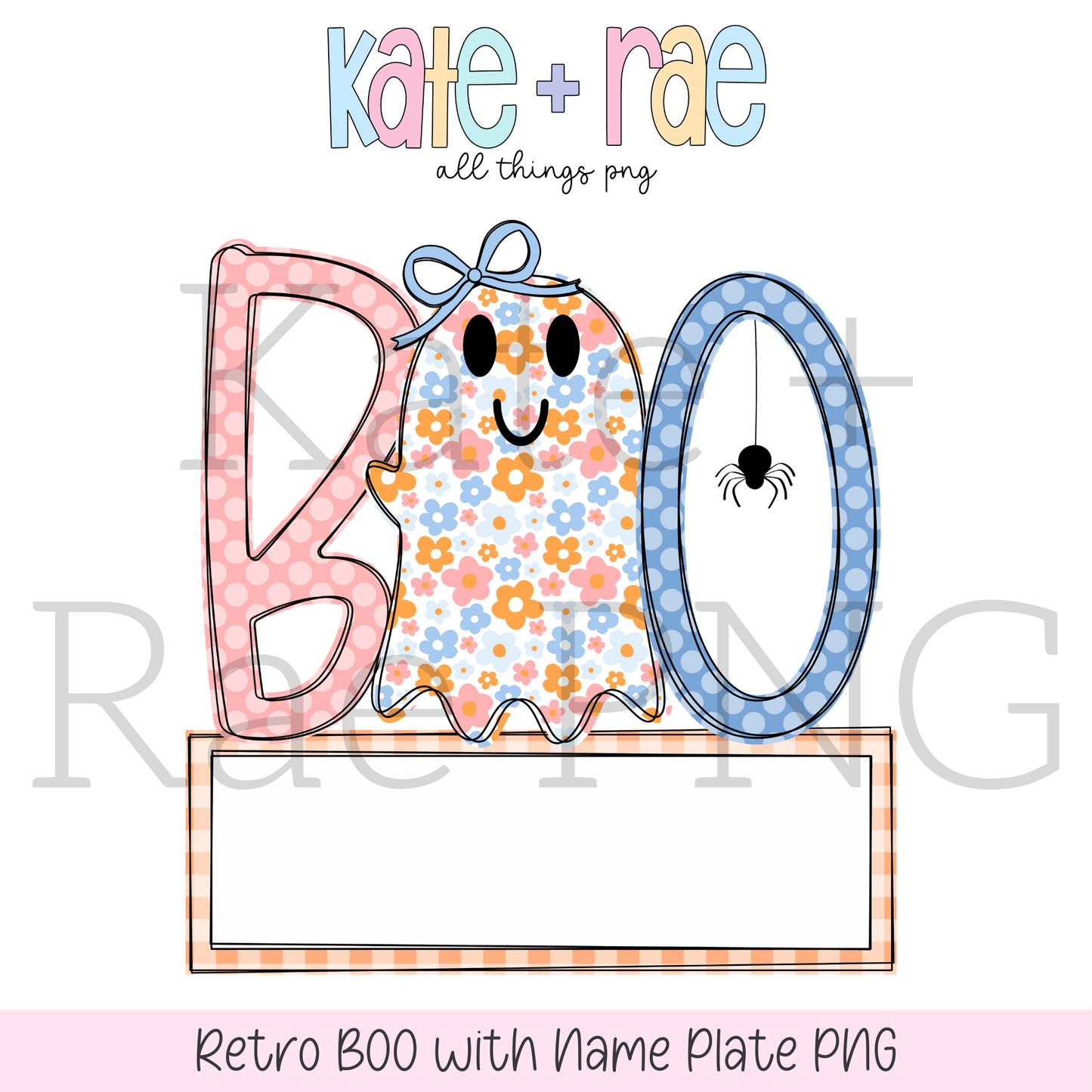 Girls Retro Boo PNG with Name Plate