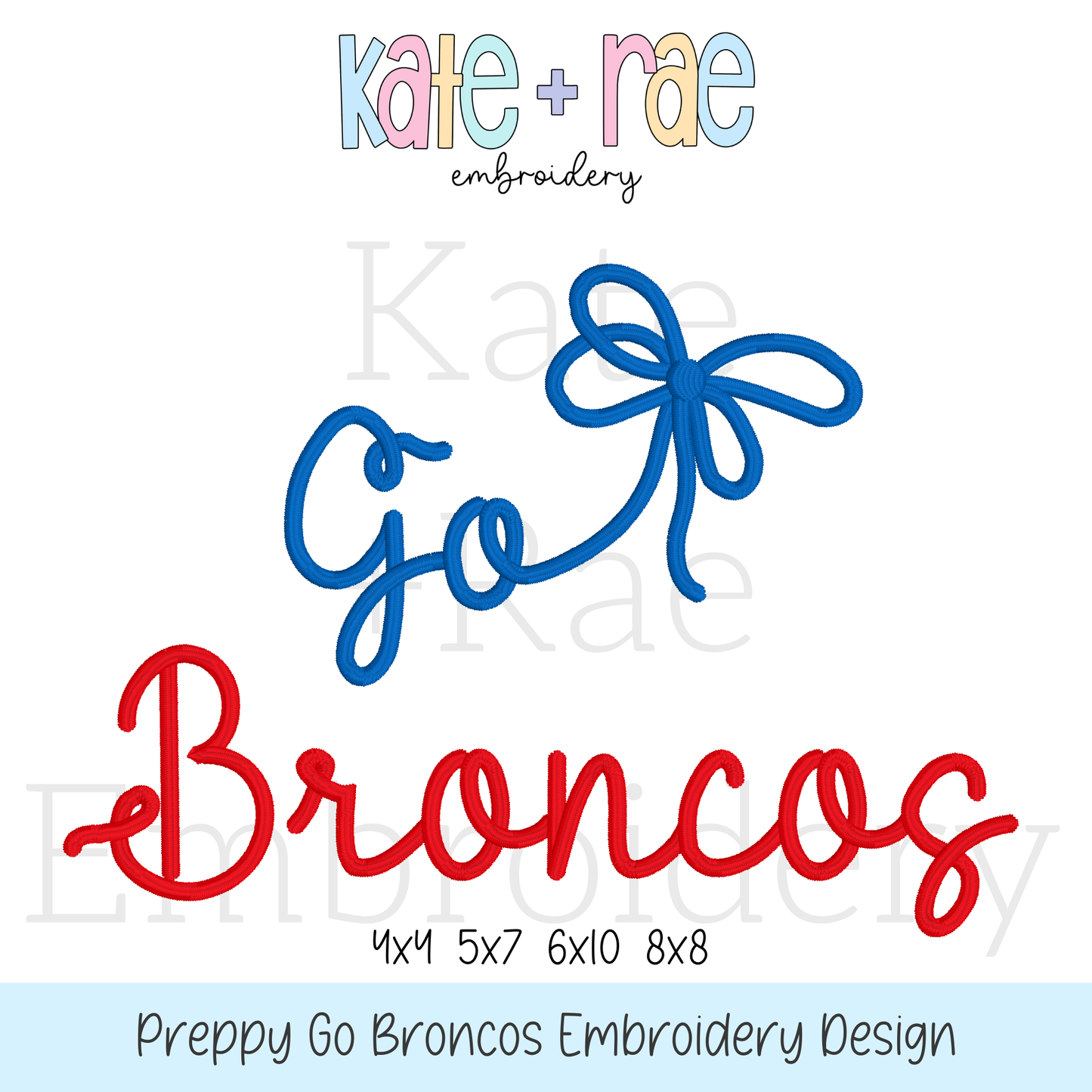 Preppy Go Broncos Embroidery Design