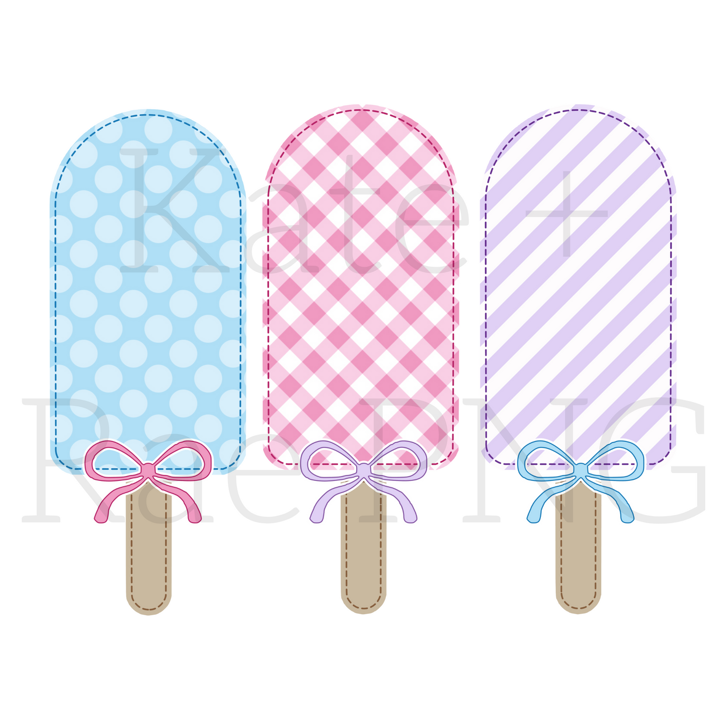 Bright Summer Popsicle Faux Applique Trio PNG