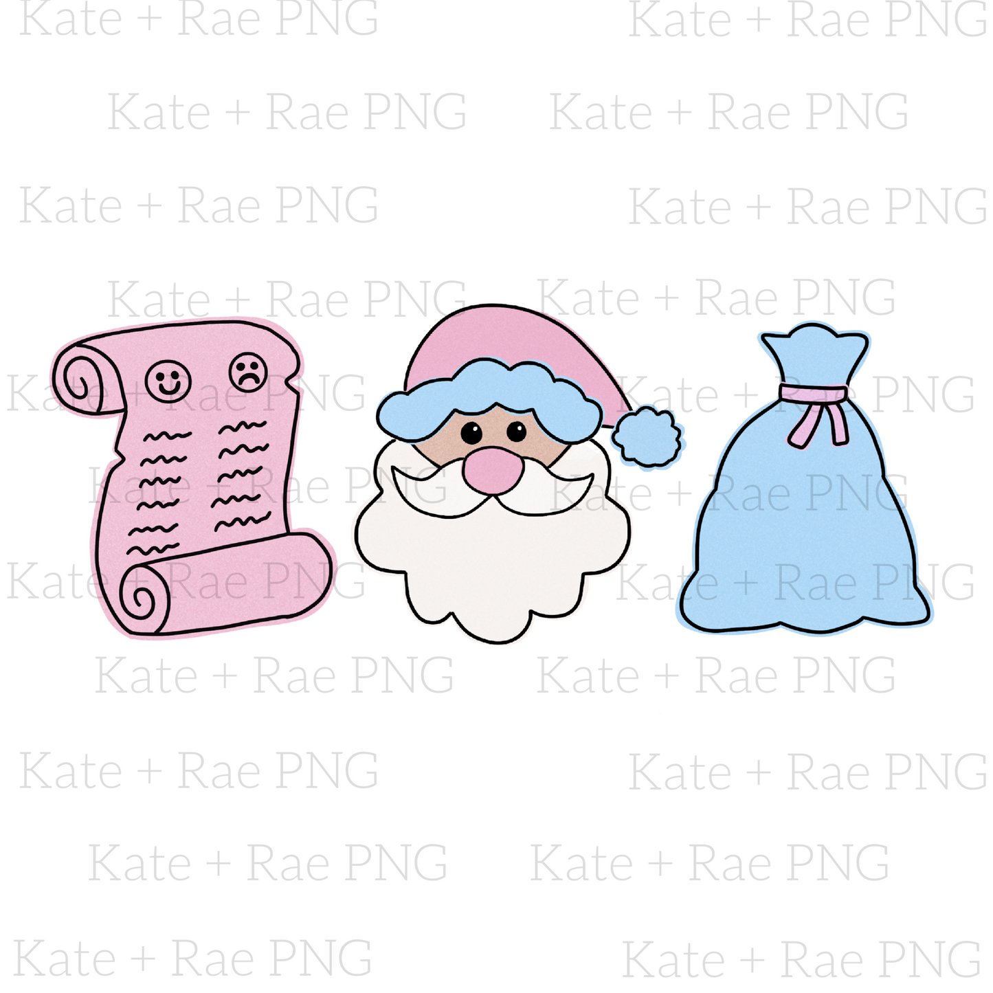 Santa Claus Trio PNG - Pink & Blue