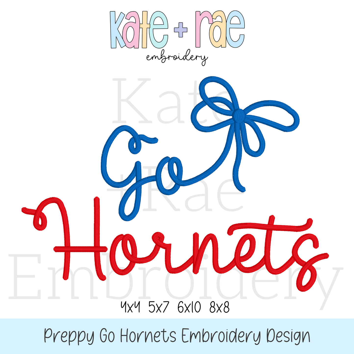 Preppy Go Hornets Embroidery Design