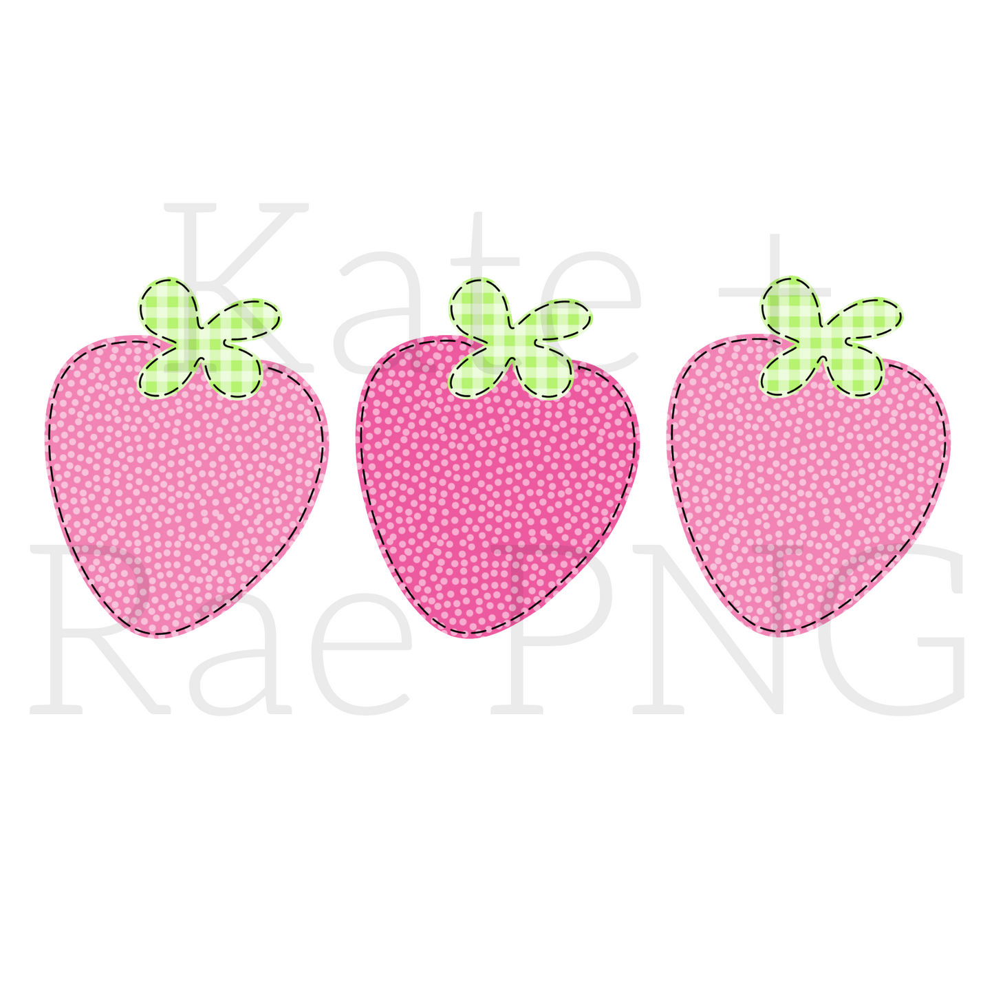 Spring Strawberry Trio Faux Applique PNG