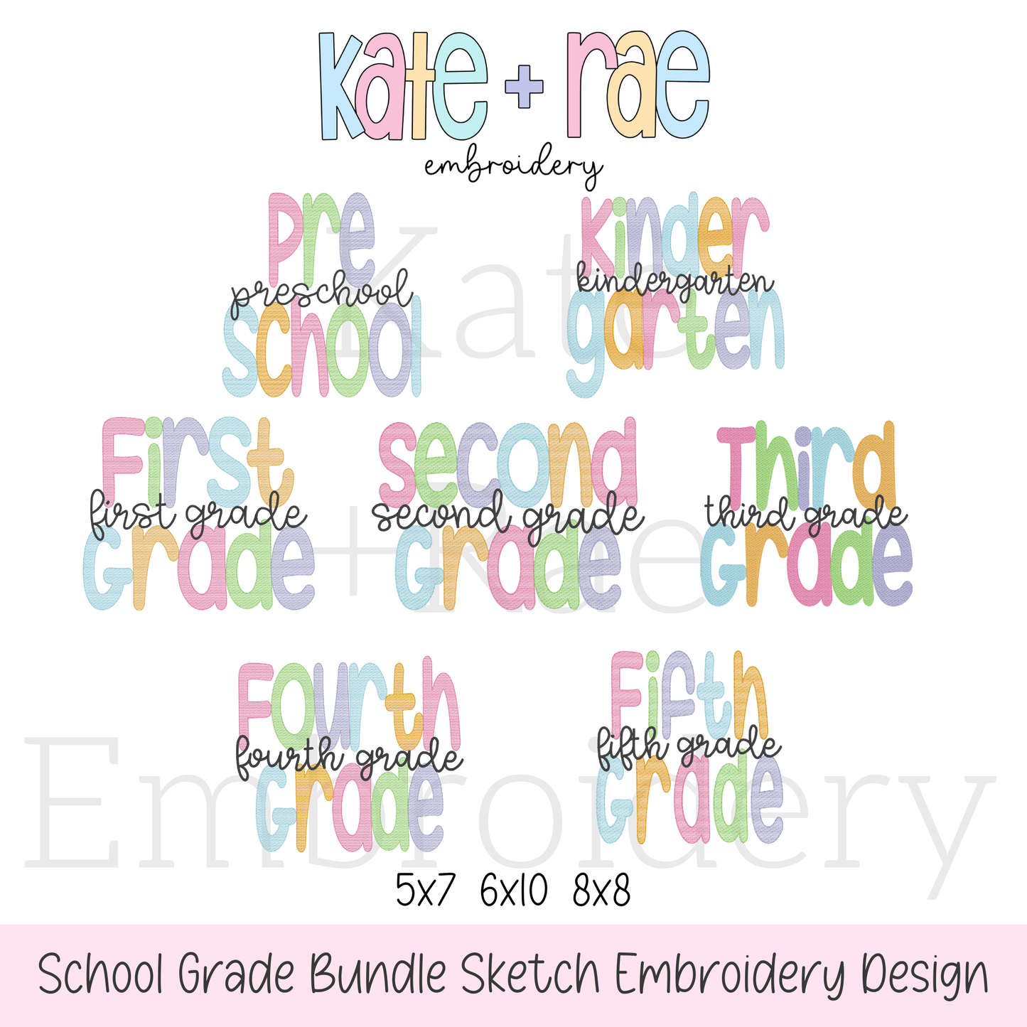 School Grade Sketch Stitch Embroidery Design Bundle