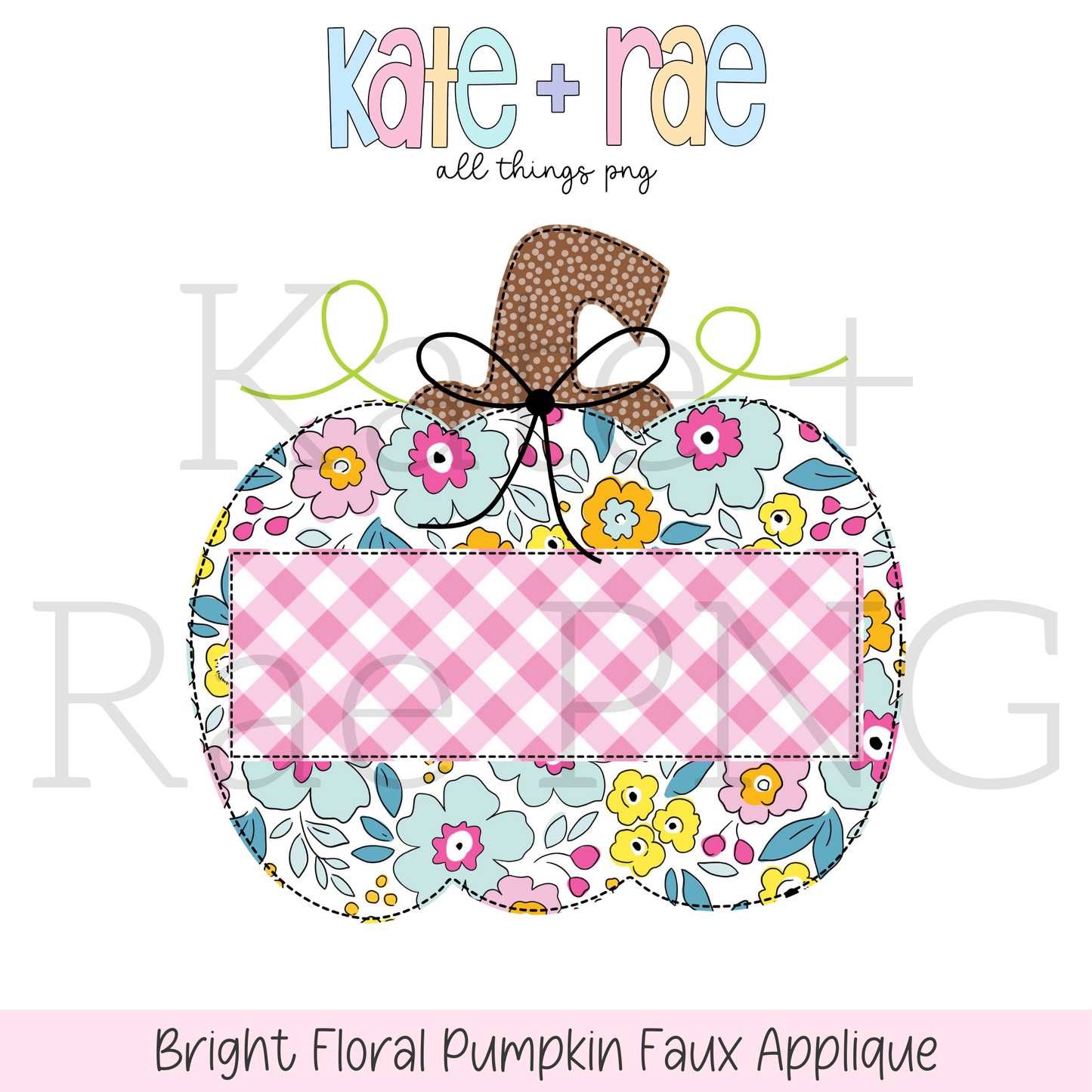 Bright Floral Pumpkin Faux Applique PNG