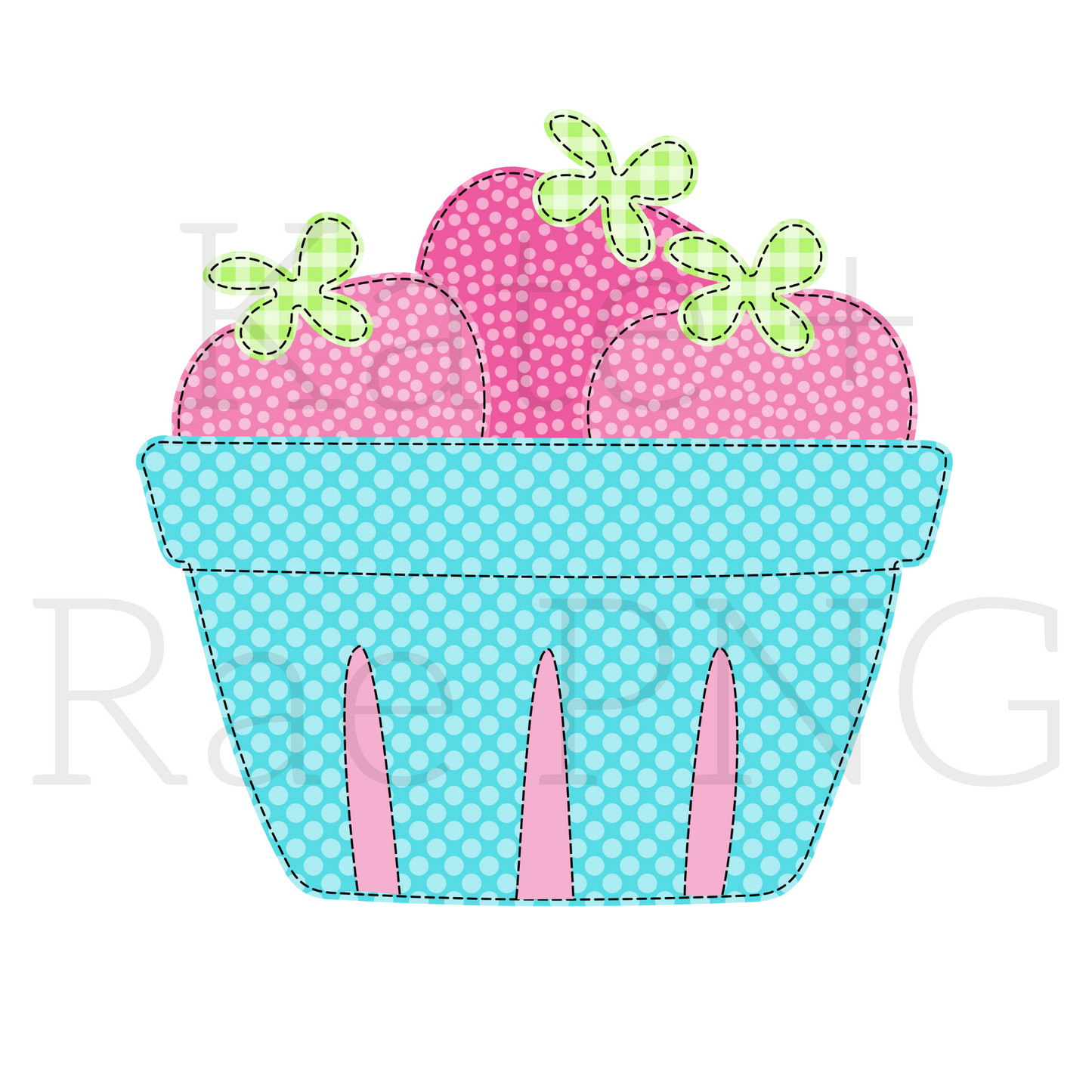 Strawberry Basket Faux Applique PNG