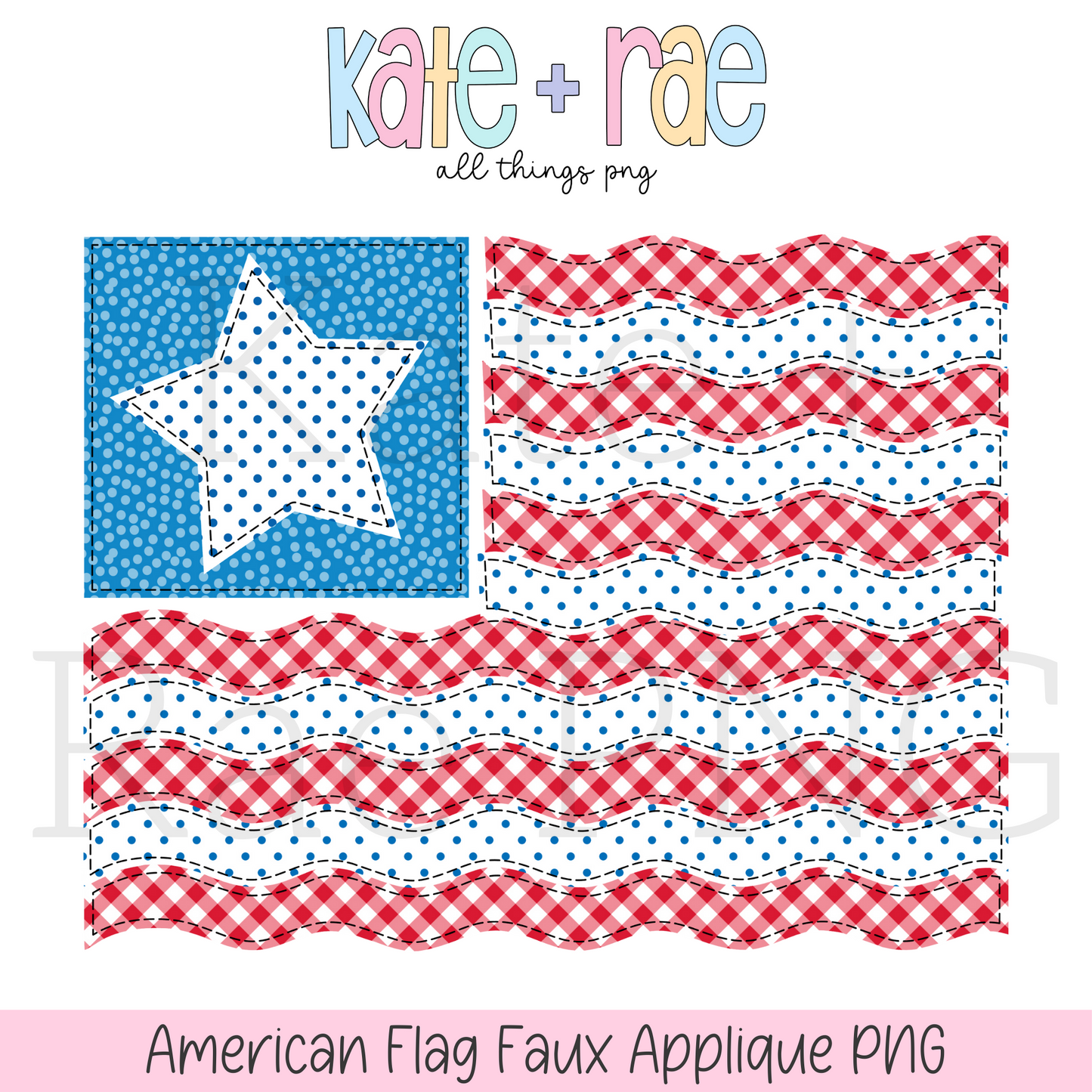 American Flag Faux Applique PNG