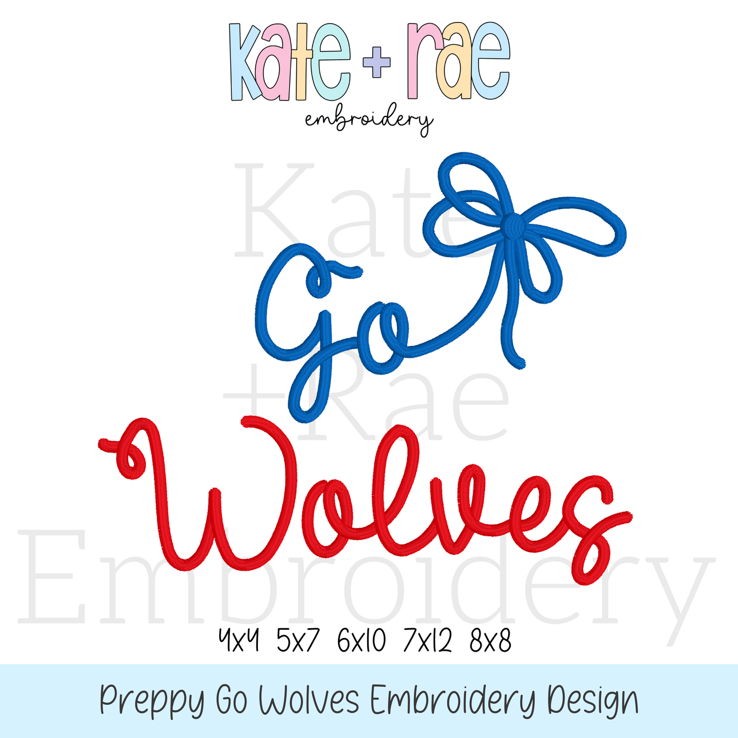 Preppy Go Wolves Embroidery Design