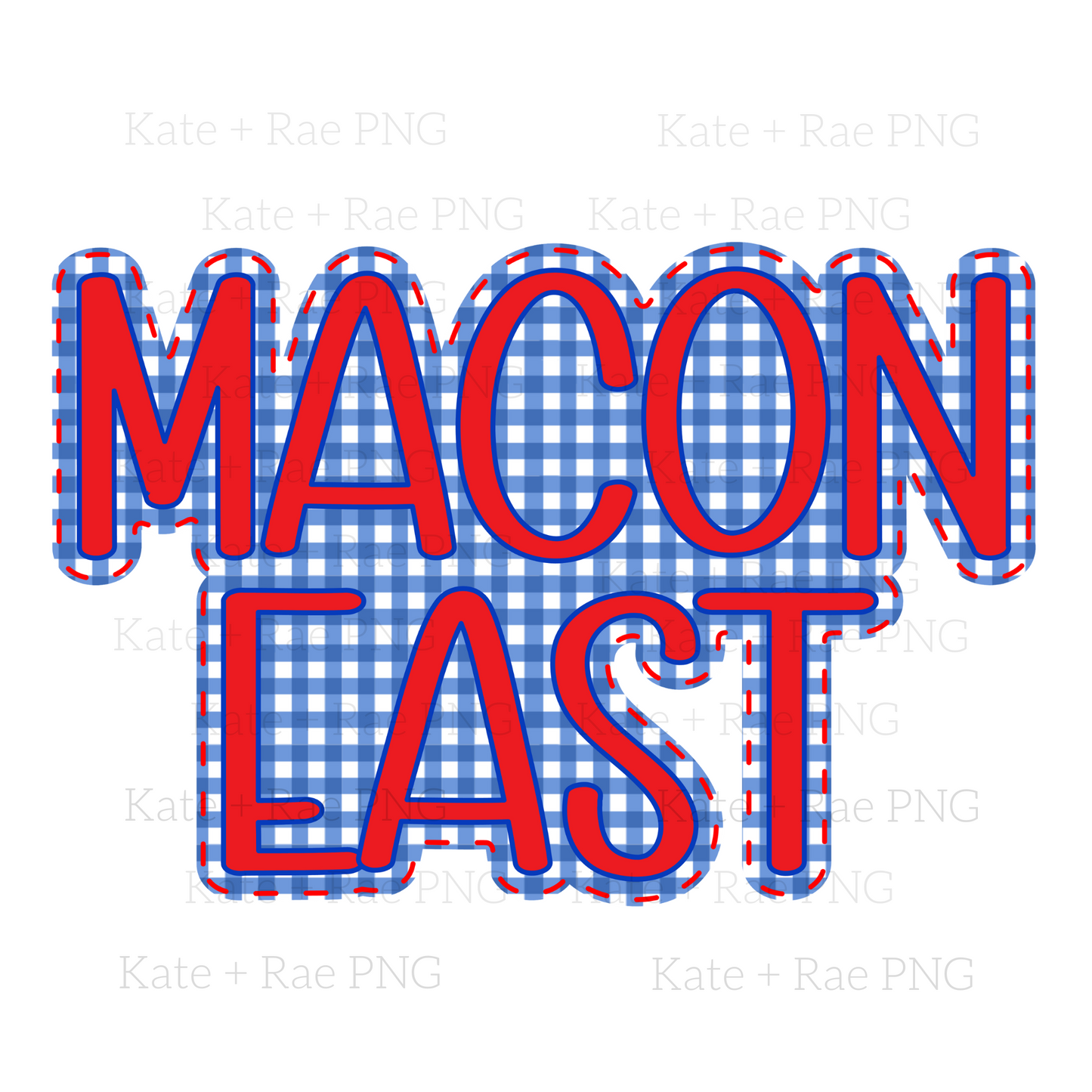 Macon East Faux Applique PNG - Blue Gingham