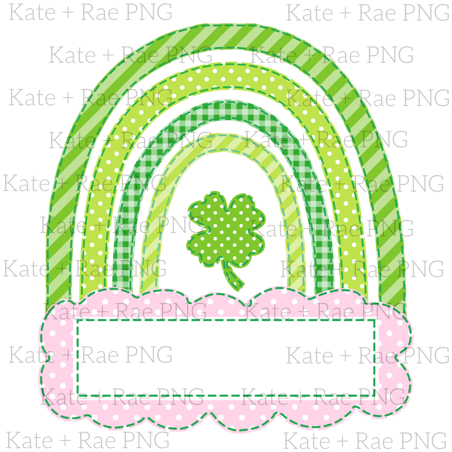 Girls Shamrock Rainbow Faux Applique with Name Plate