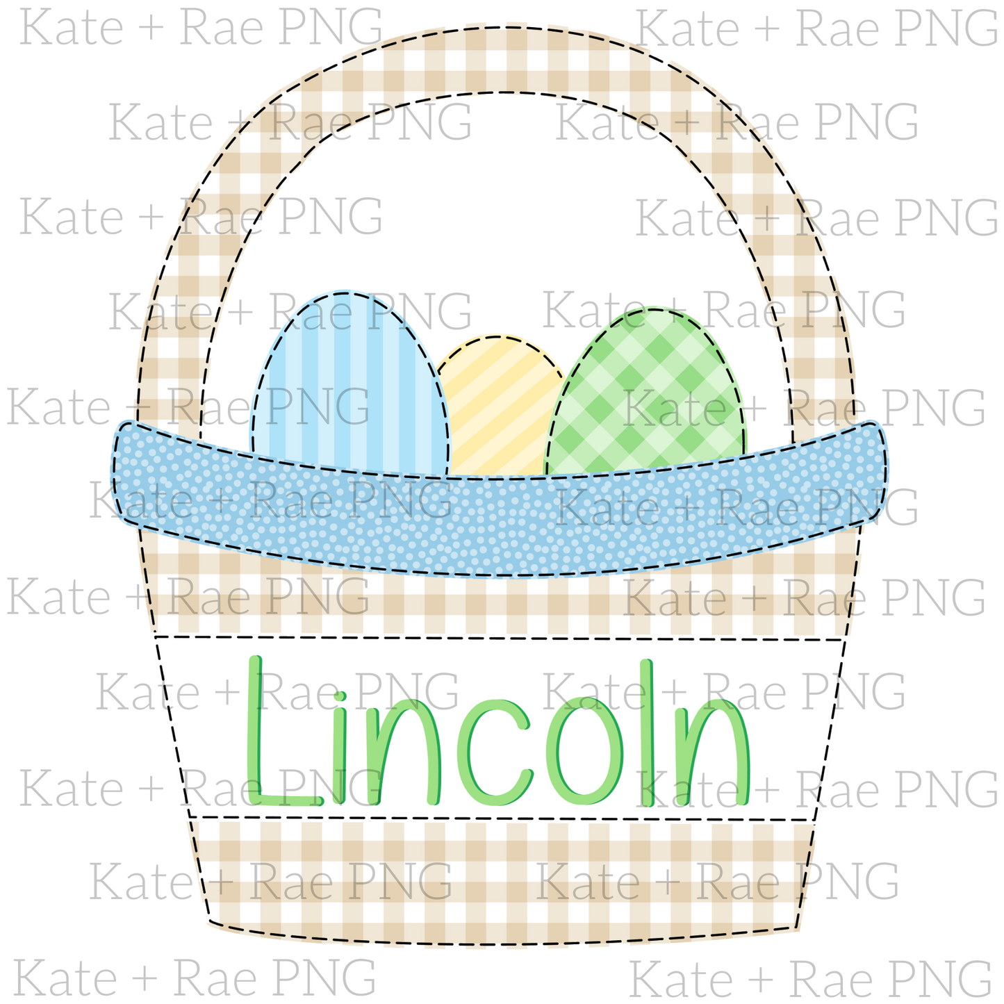 Boy's Easter Basket Faux Applique PNG