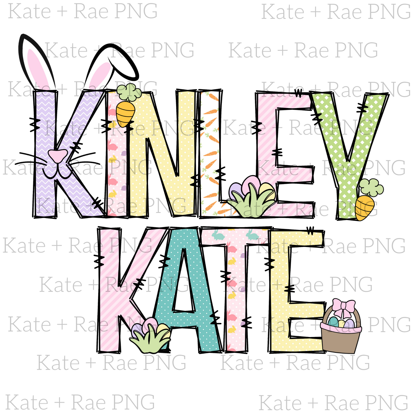 Girl's Easter Alphabet Pack PNG