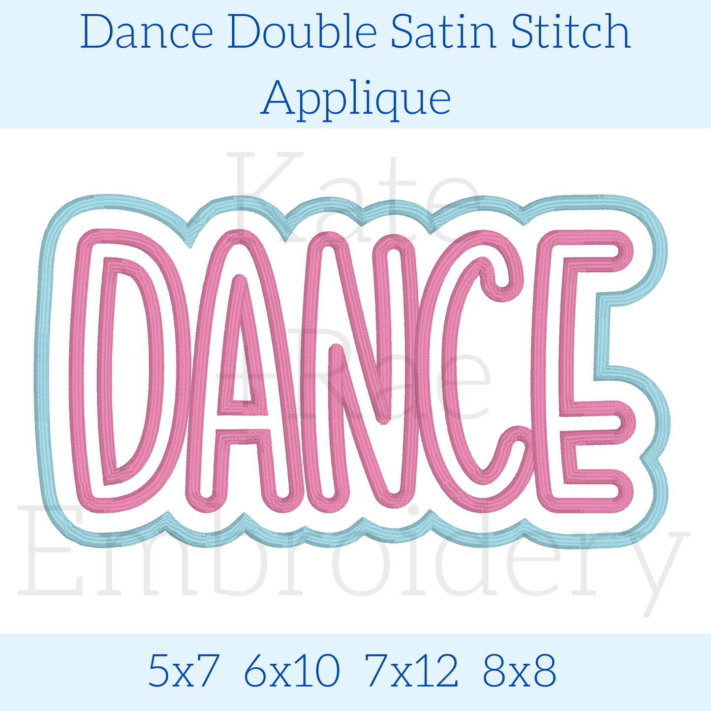 Dance Double Satin Stitch Applique Embroidery Design