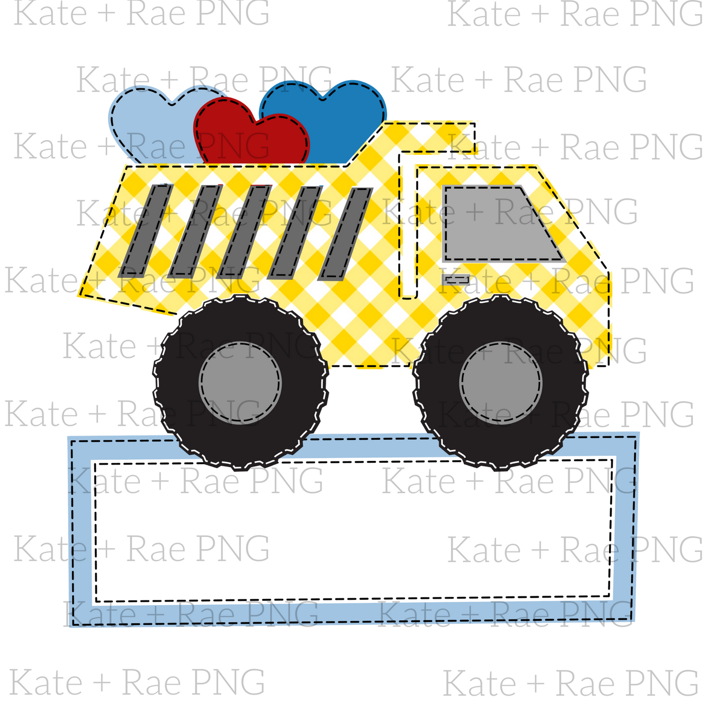 Dump Truck Valentine's Day PNG with Name Plate