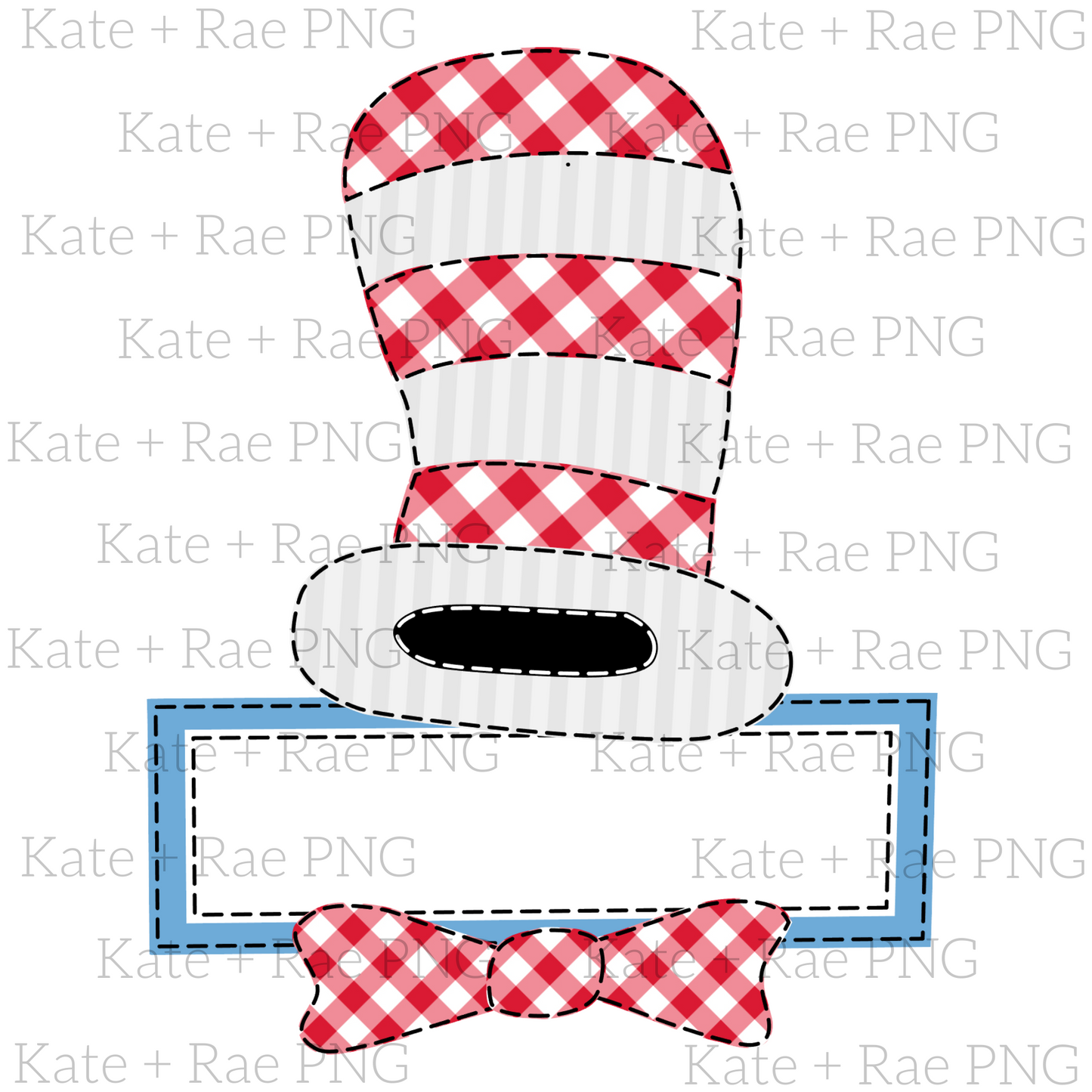 Boys Cat in the Hat Faux Applique PNG