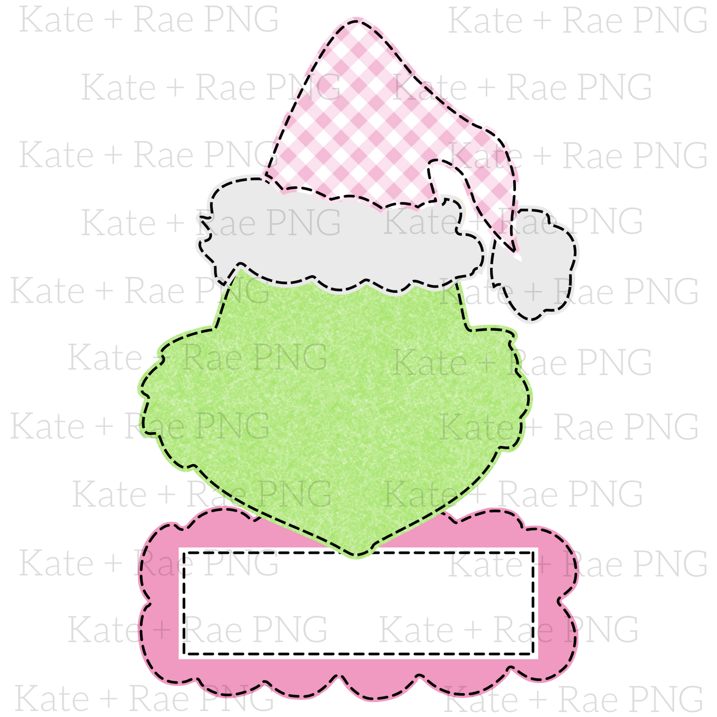 Mean One Christmas PNG - Pink Hat - Name Plate