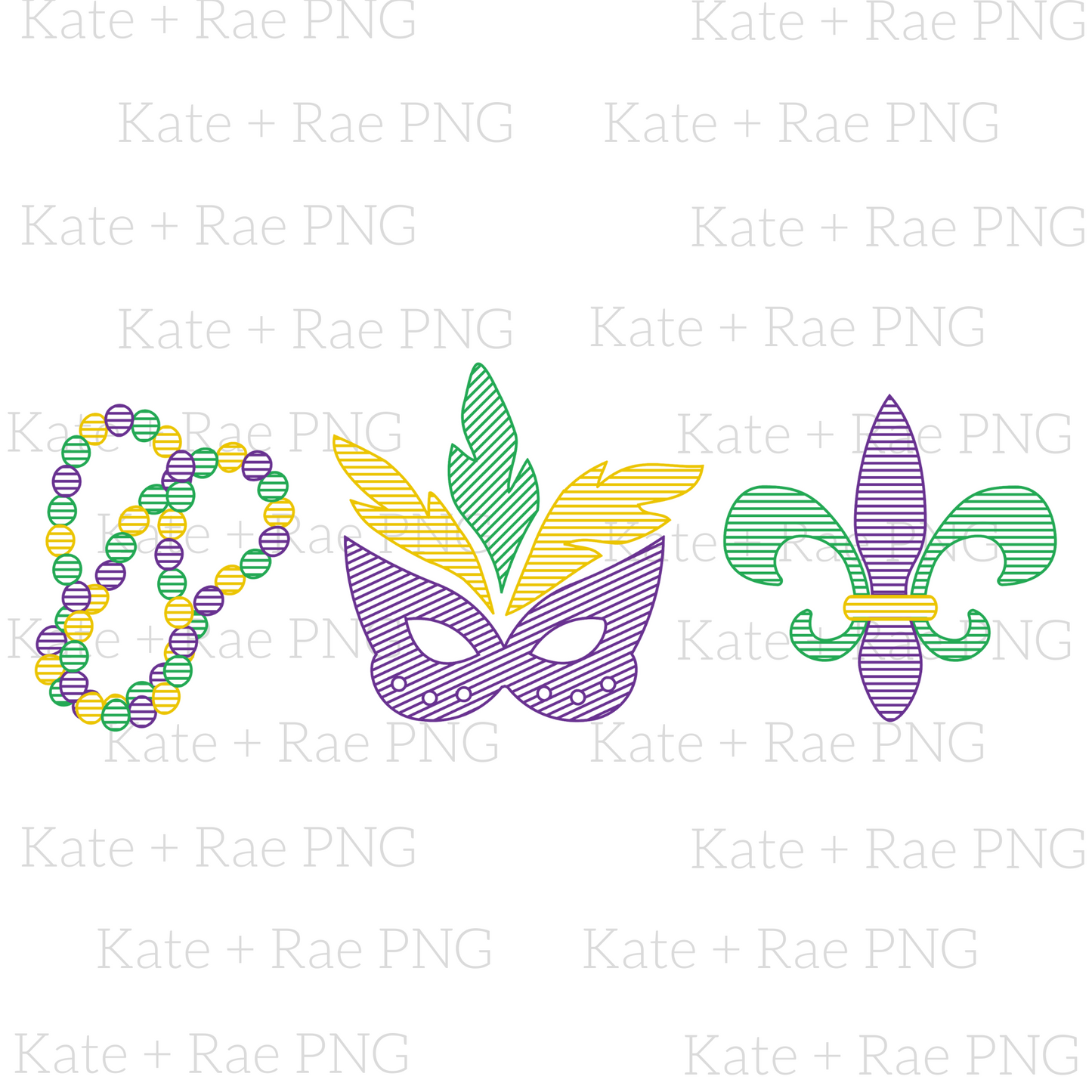 Girls Mardi Gras Sketch Faux Embroidery PNG