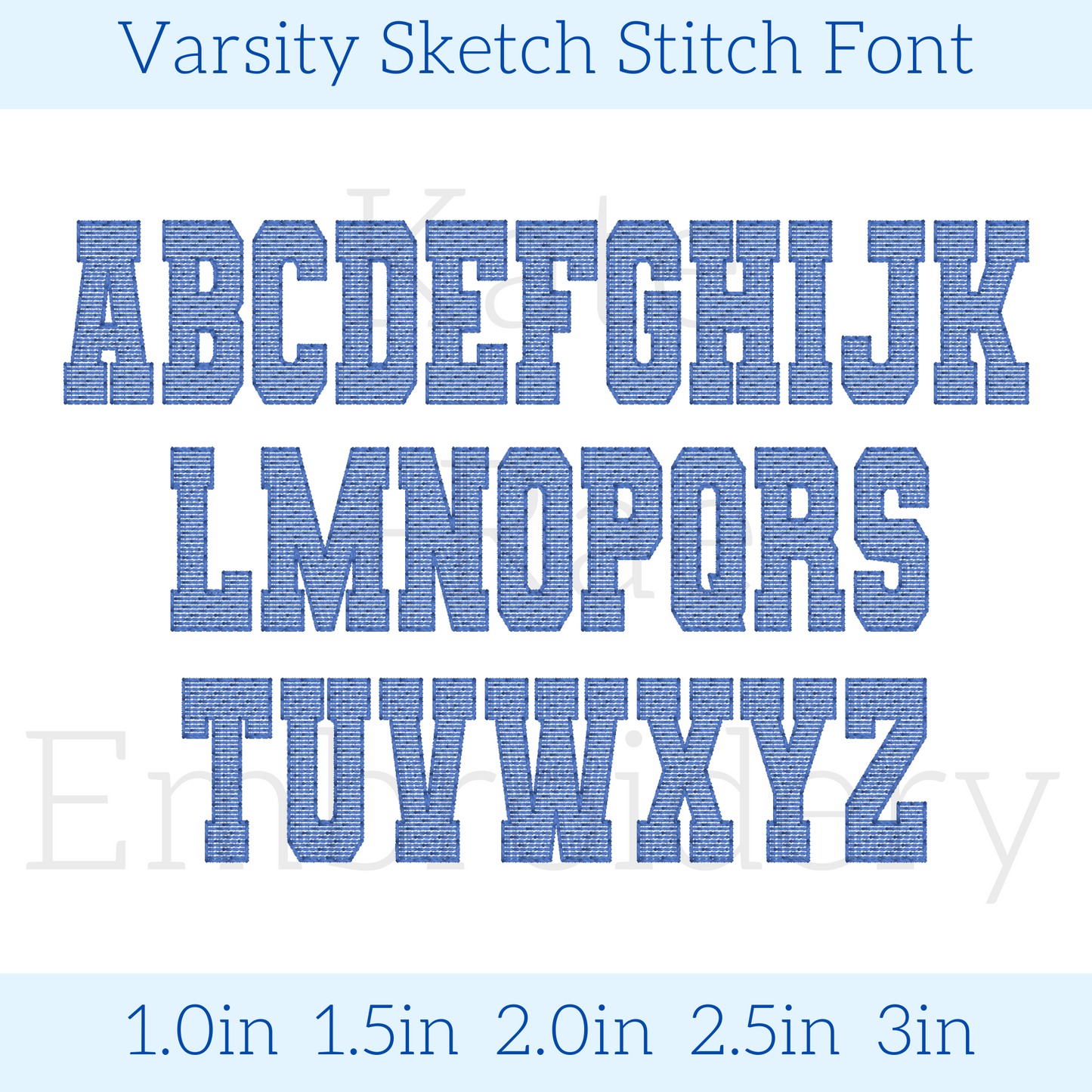 Varsity Sketch Stitch Embroidery Font