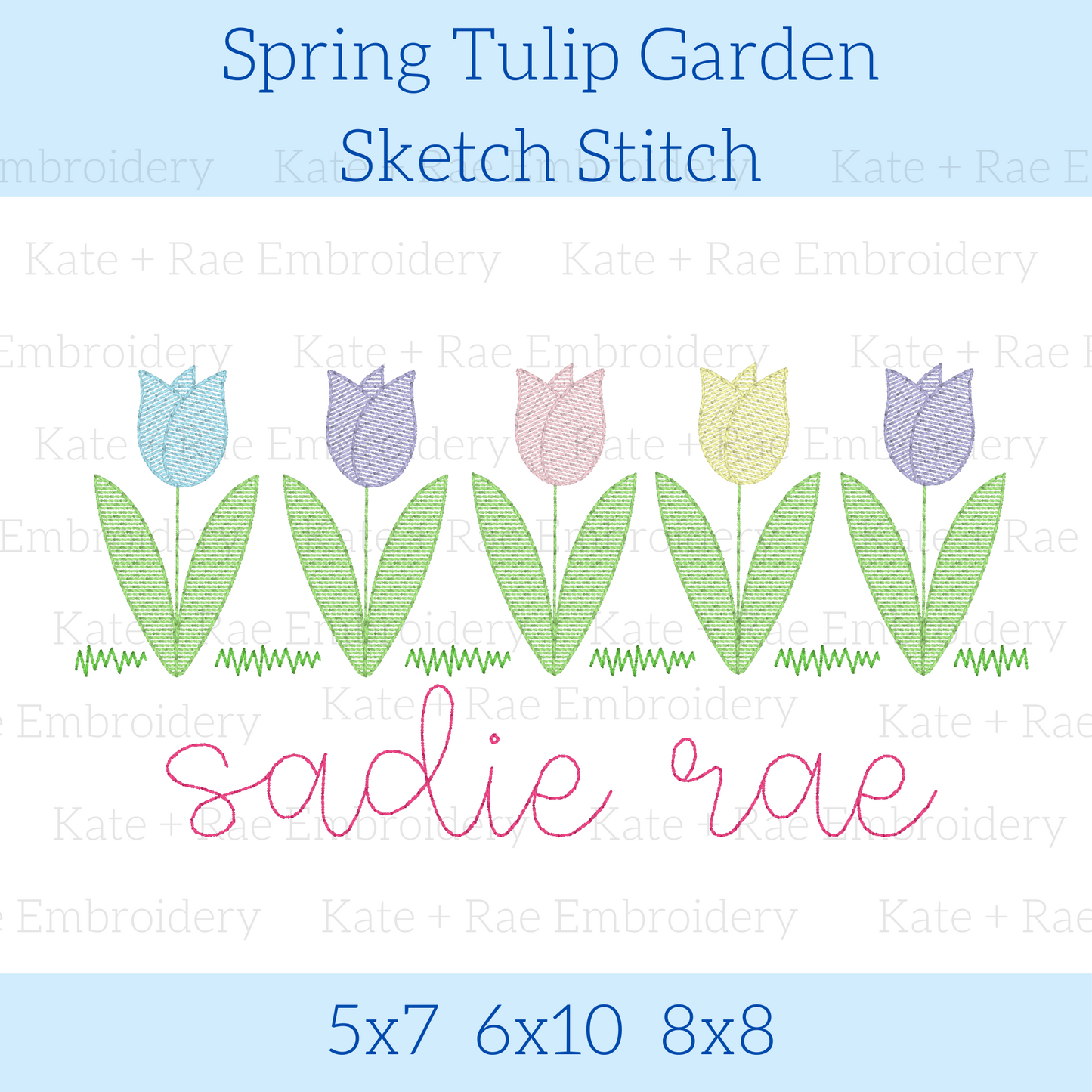 Tulip Garden Sketch Stitch Embroidery Design