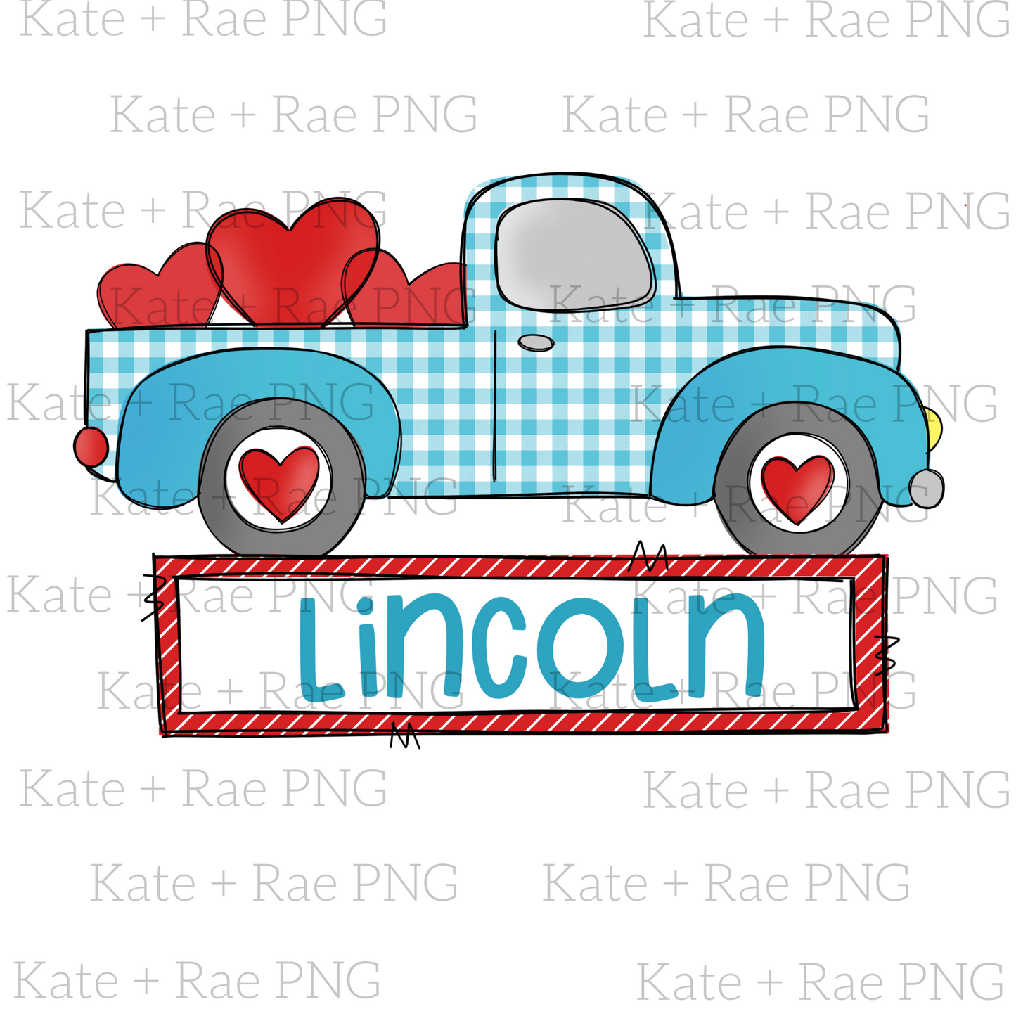 Truck with Hearts PNG _ Name Plate