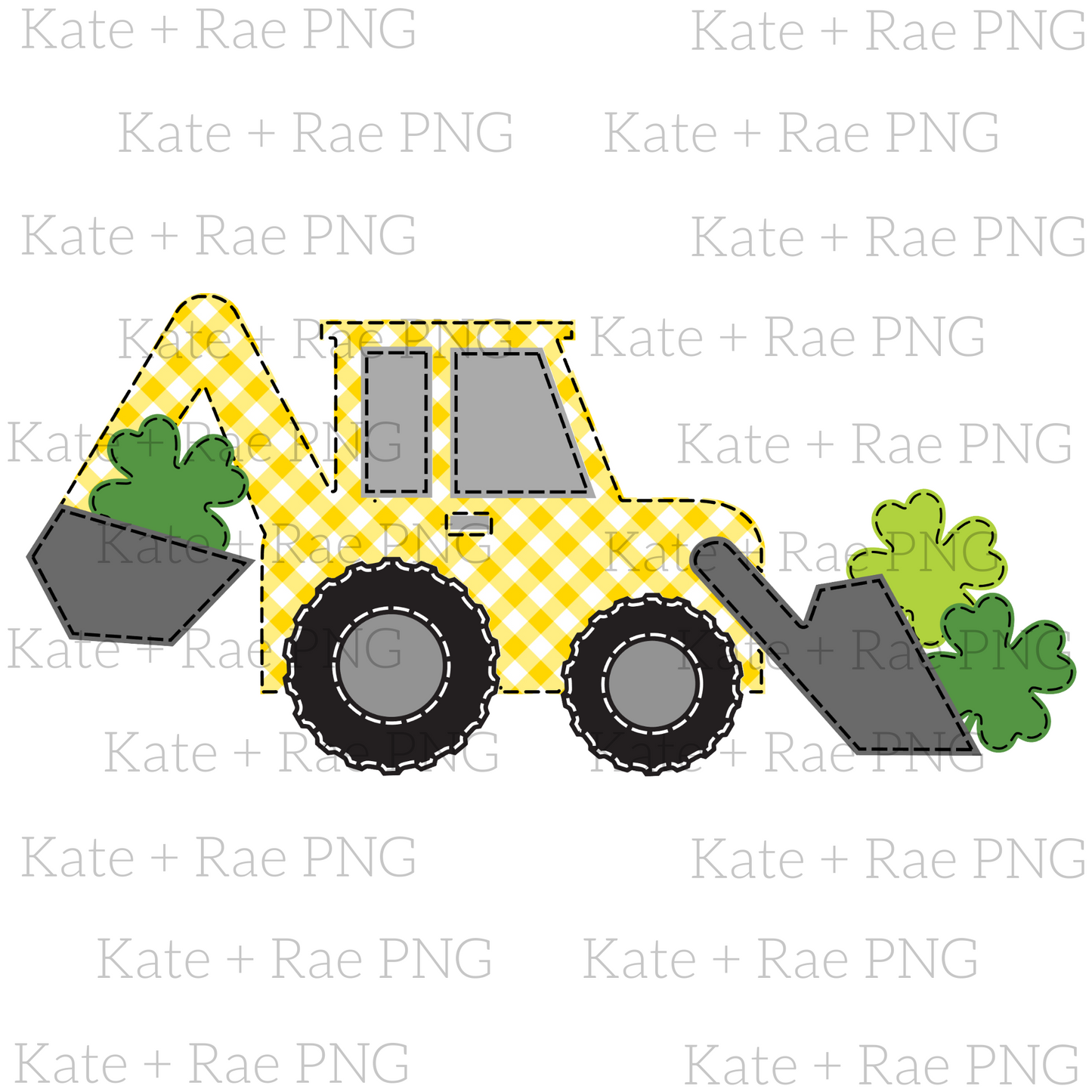 Boys Shamrock Backhoe Faux Applique PNG