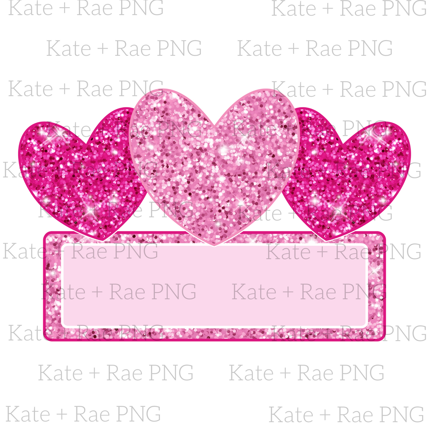 Glitter Heart Trio with Name Plate