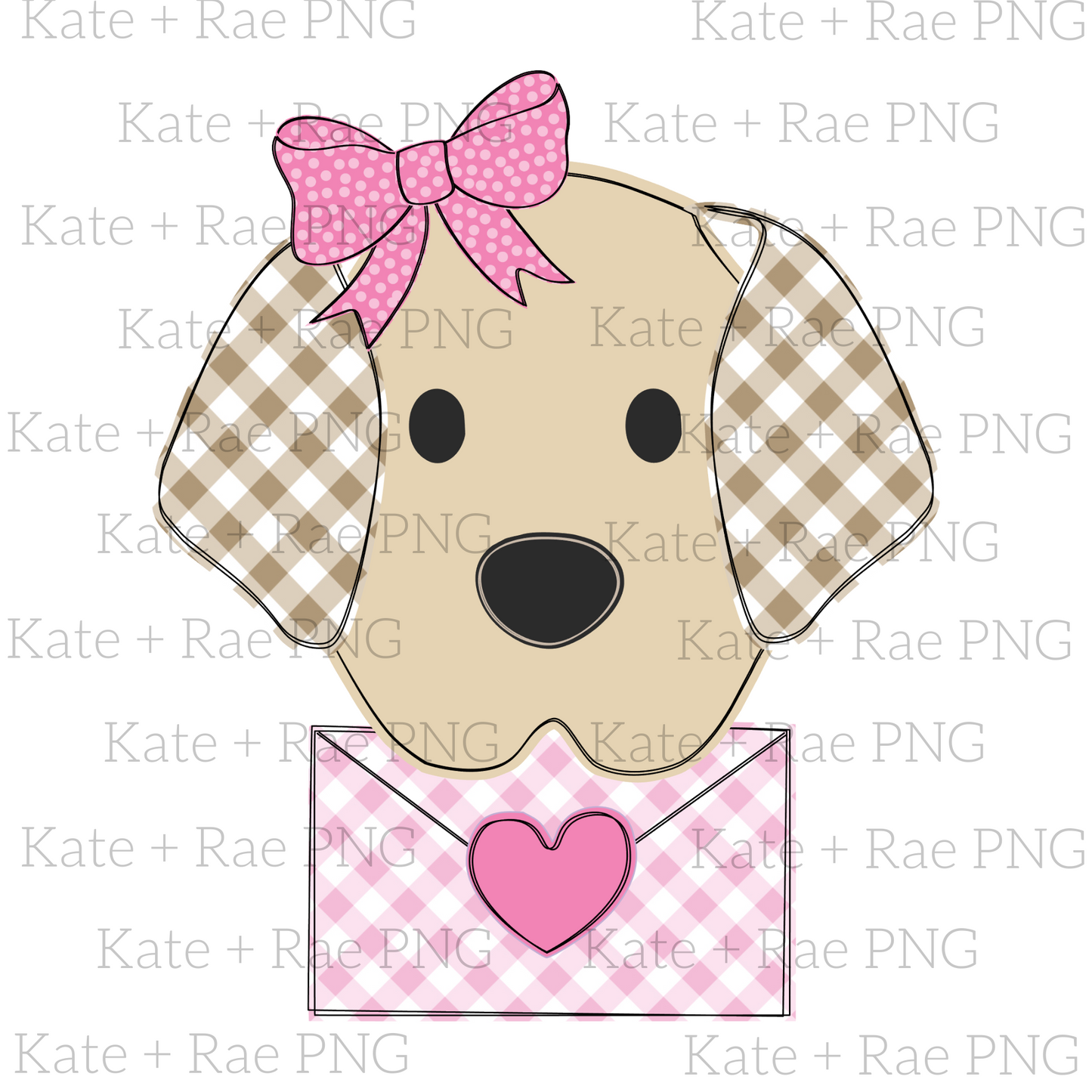 Girls Puppy Valentine's Day Sketch Outline PNG