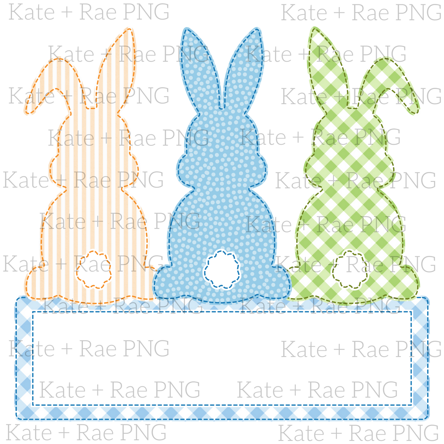 Boys Bunny Faux Applique with Name Plate PNG