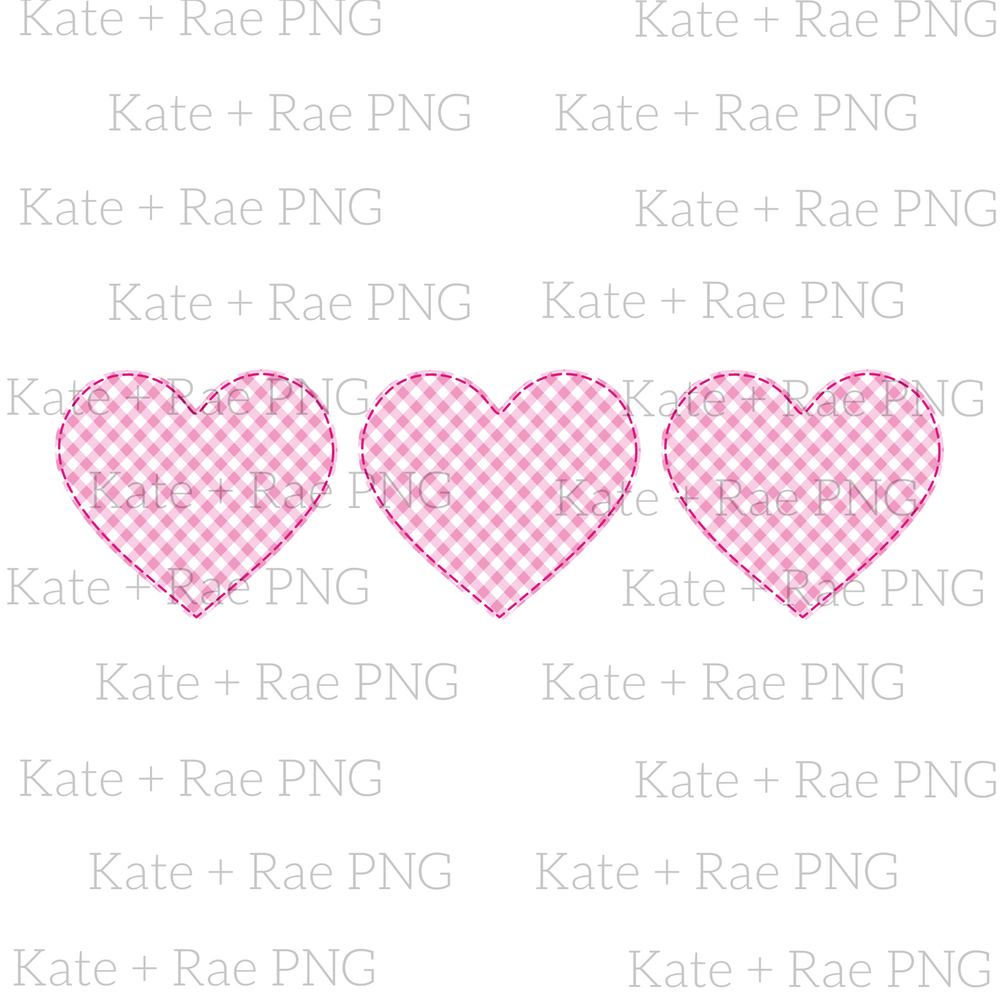 Pink Heart Faux Applique Trio PNG