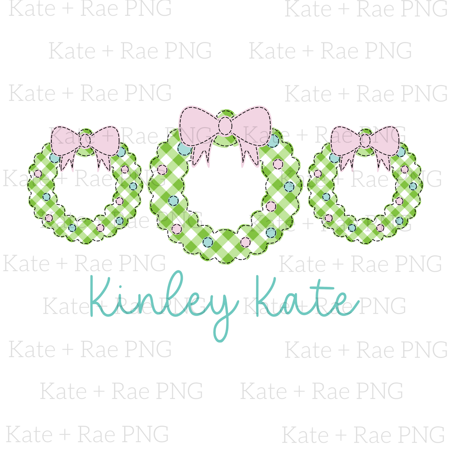 Girly Christmas Wreath Trio Faux Applique PNG