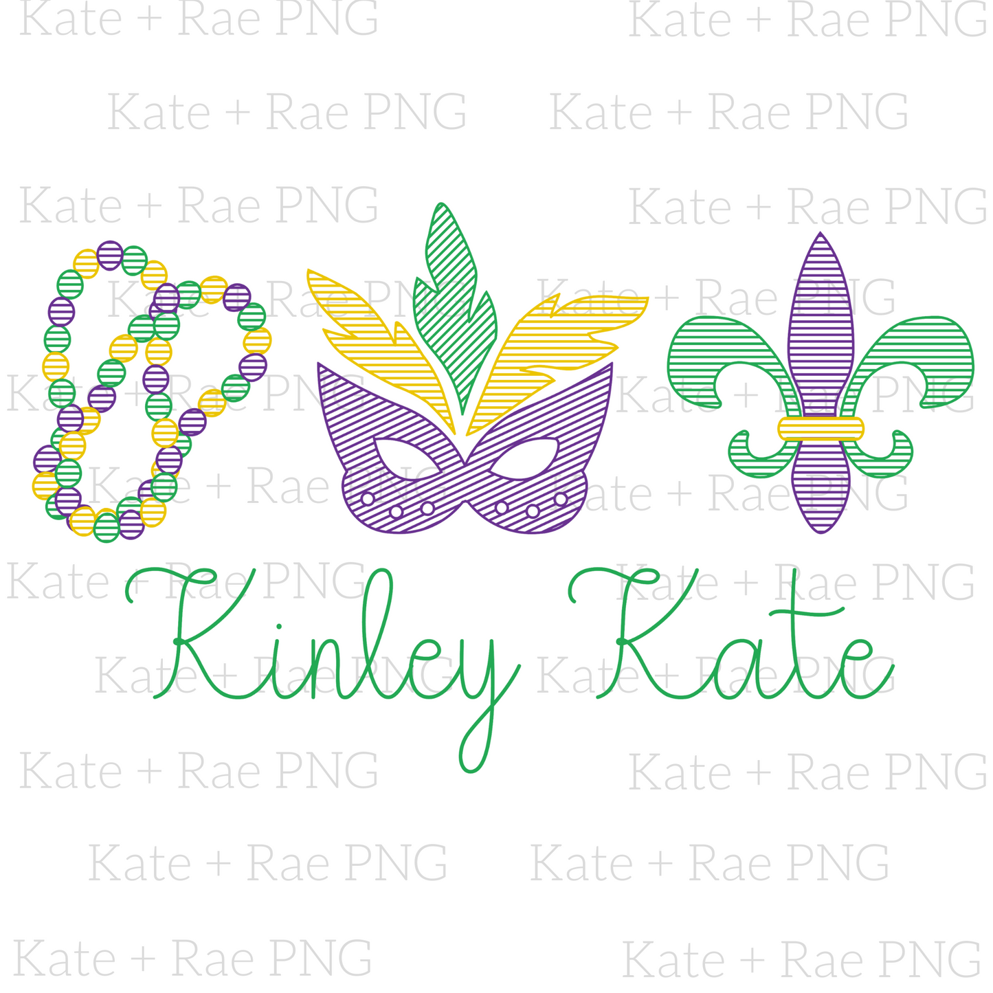 Girls Mardi Gras Sketch Faux Embroidery PNG