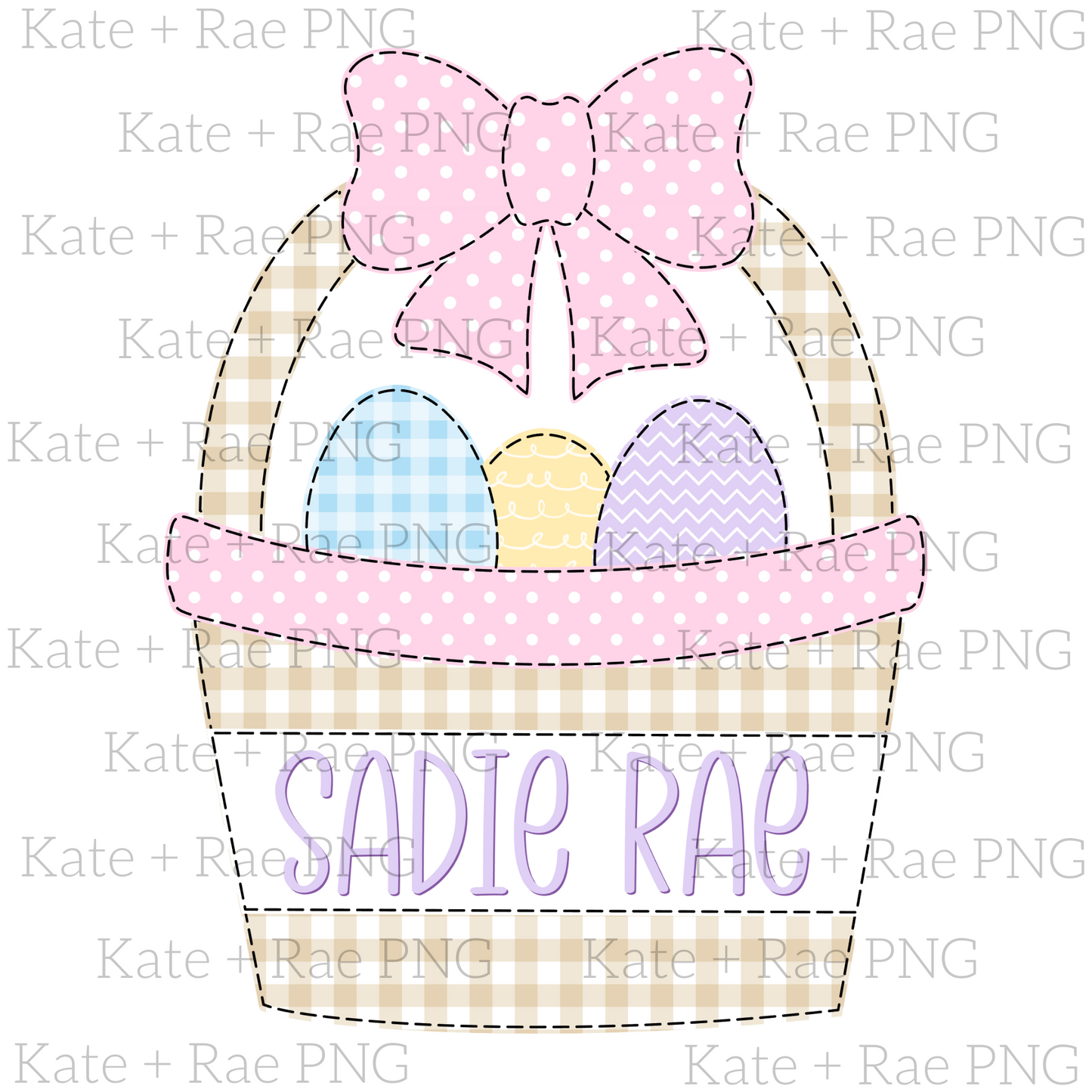 Girl's Easter Basket Faux Applique PNG