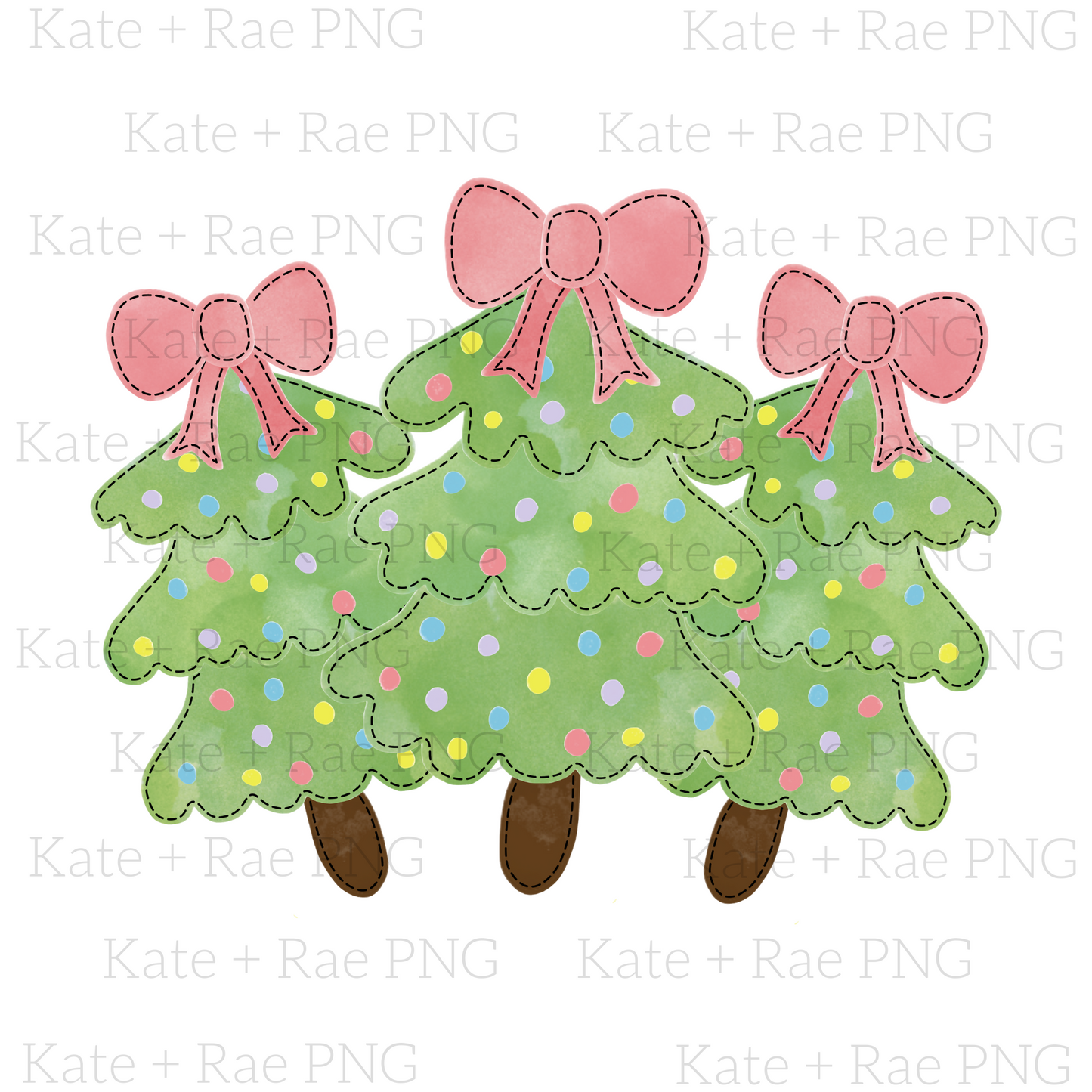 Christmas Tree Trio with Bows (No Name Plate)