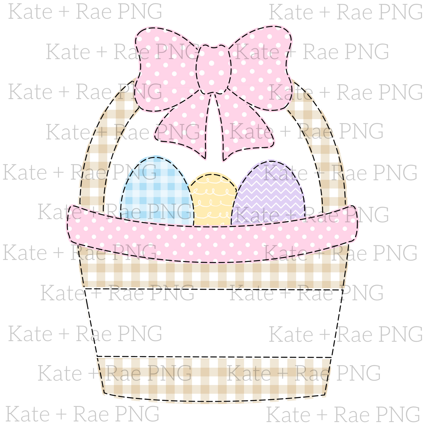 Girl's Easter Basket Faux Applique PNG