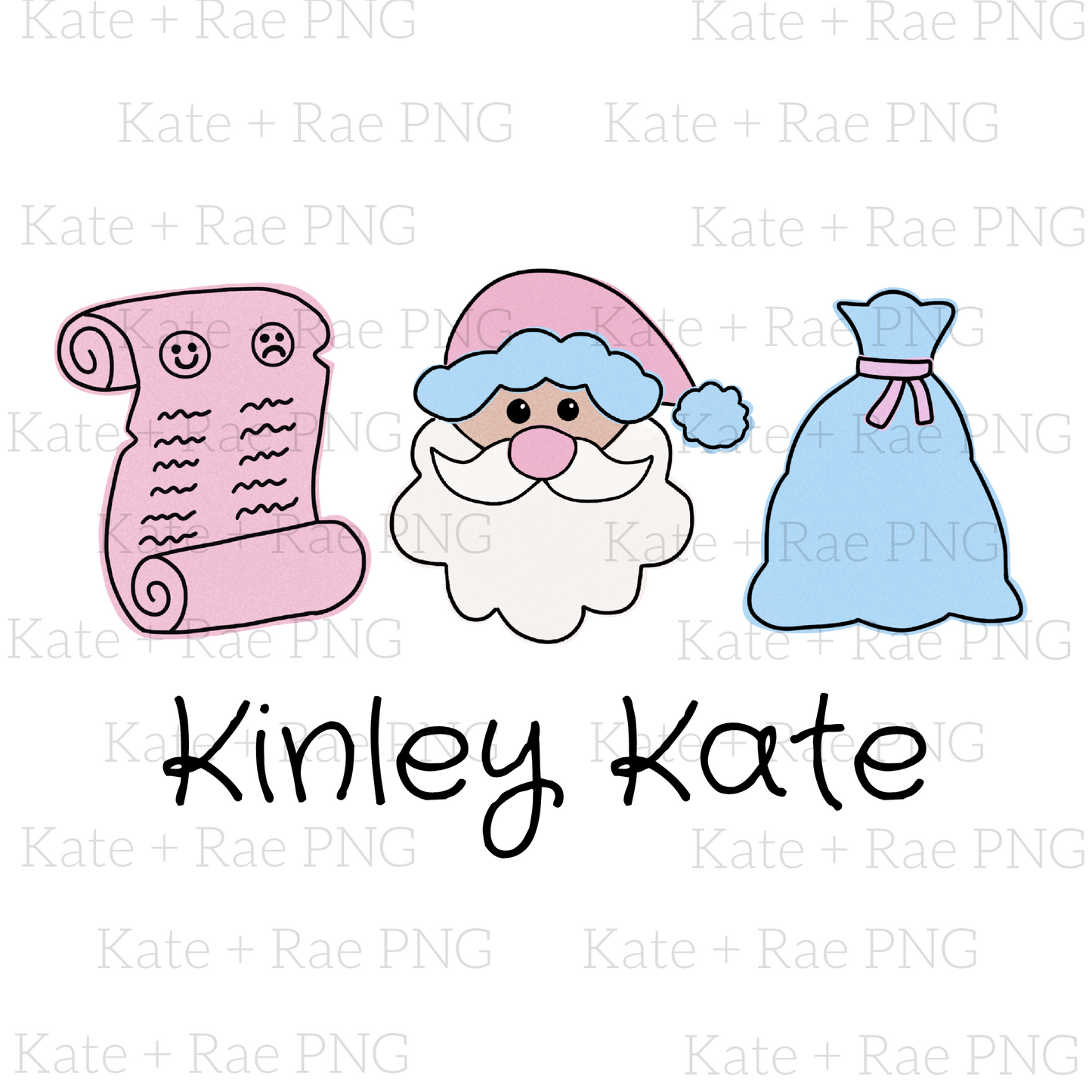 Santa Claus Trio PNG - Pink & Blue