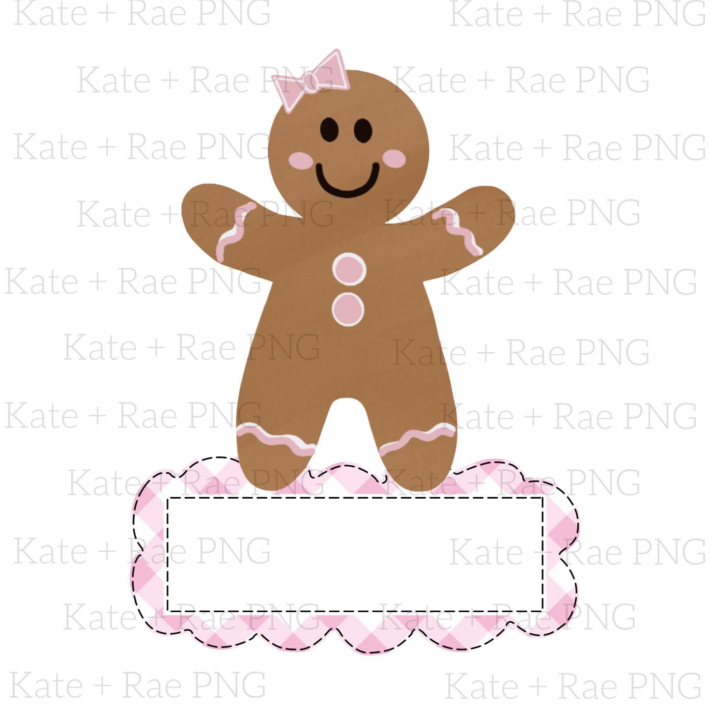 Gingerbread Girl with Name Plate PNG