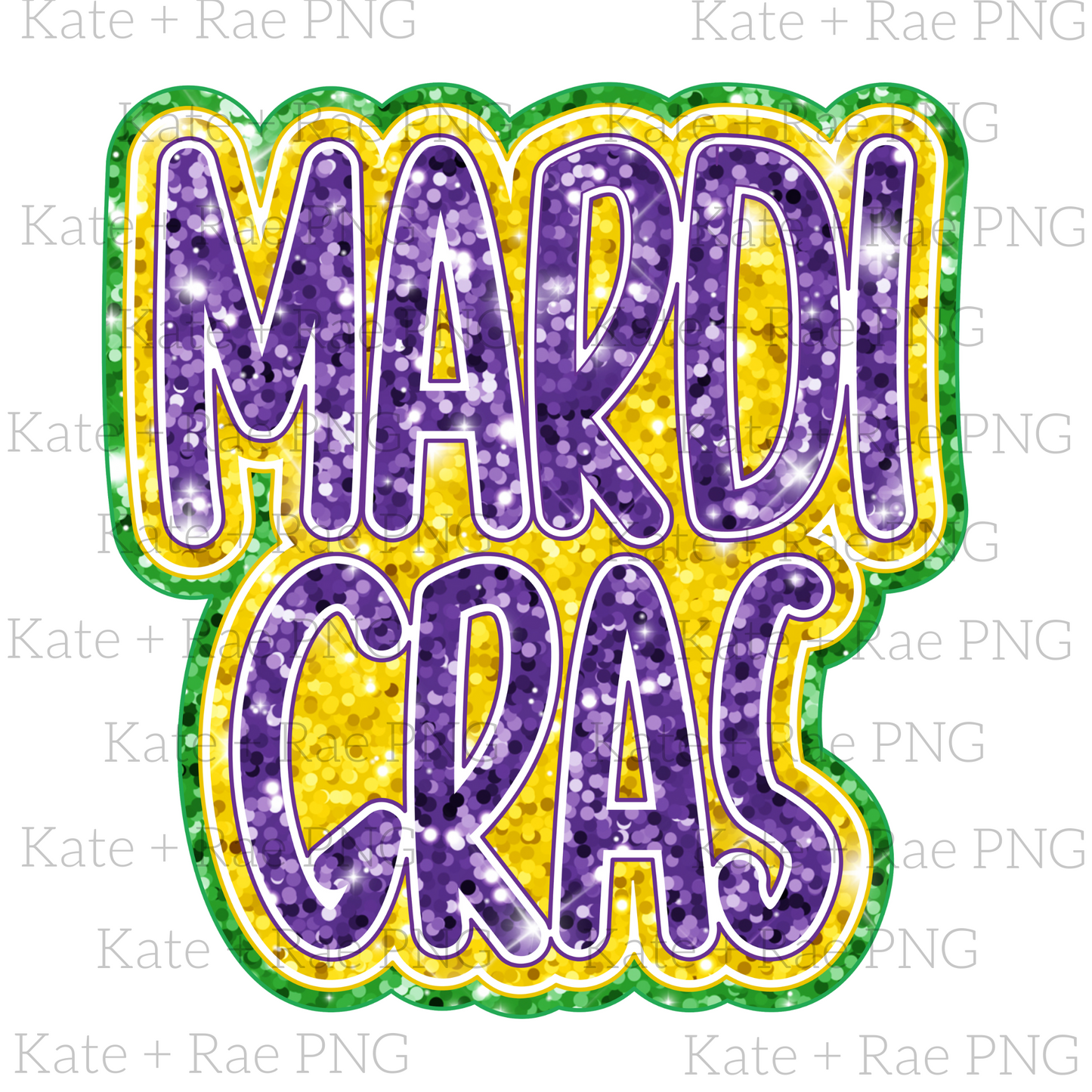 Glitter Mardi Gras Faux Applique PNG