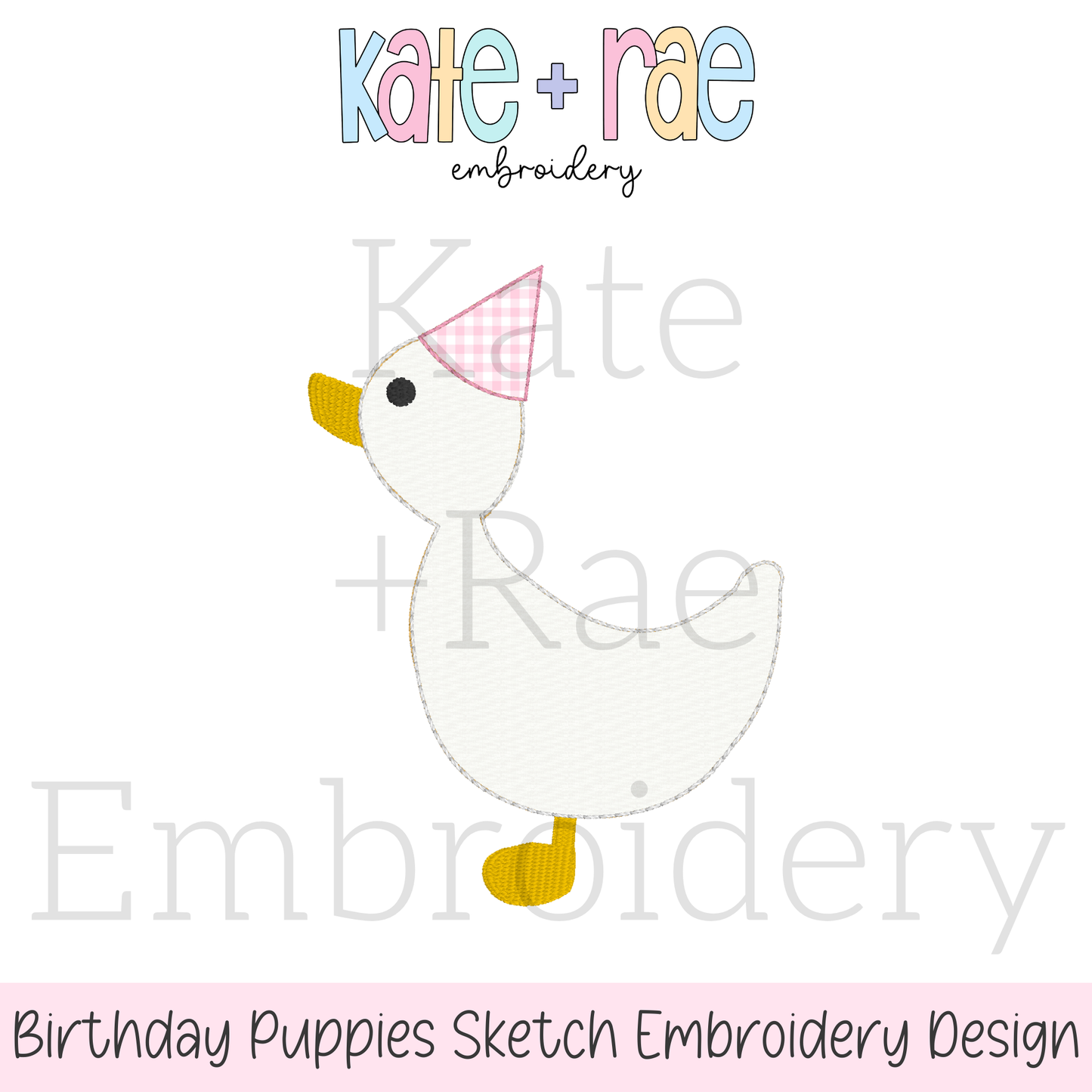 Lucky Duck Bean Stitch Applique Embroidered Cake Topper Add On