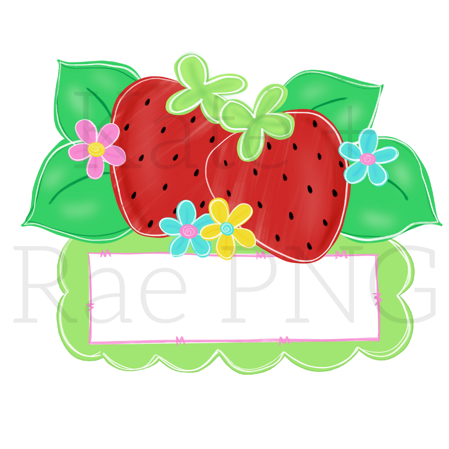 Girls Bright Strawberry Garden PNG with Name Plate
