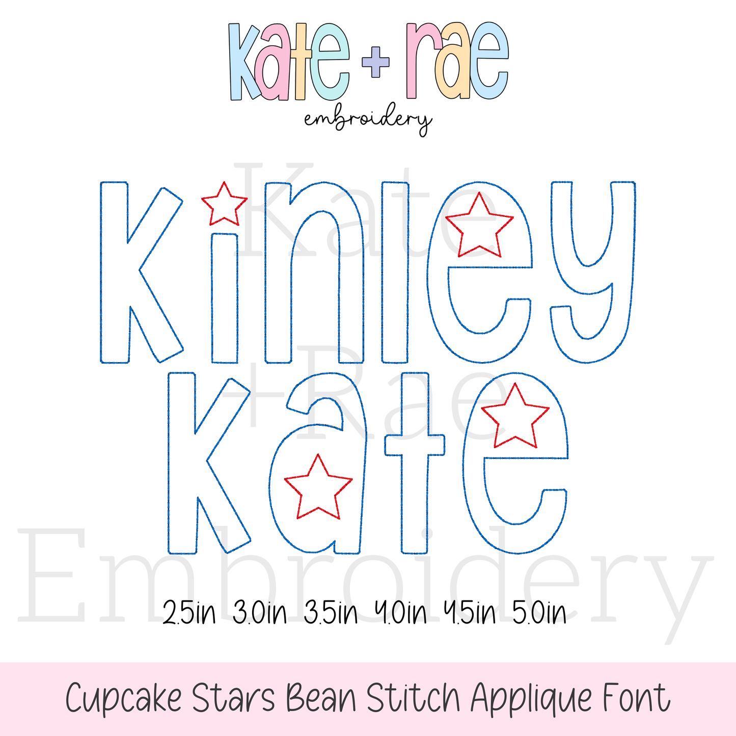 Cupcake Star Spangled Bean Stitch Applique Font