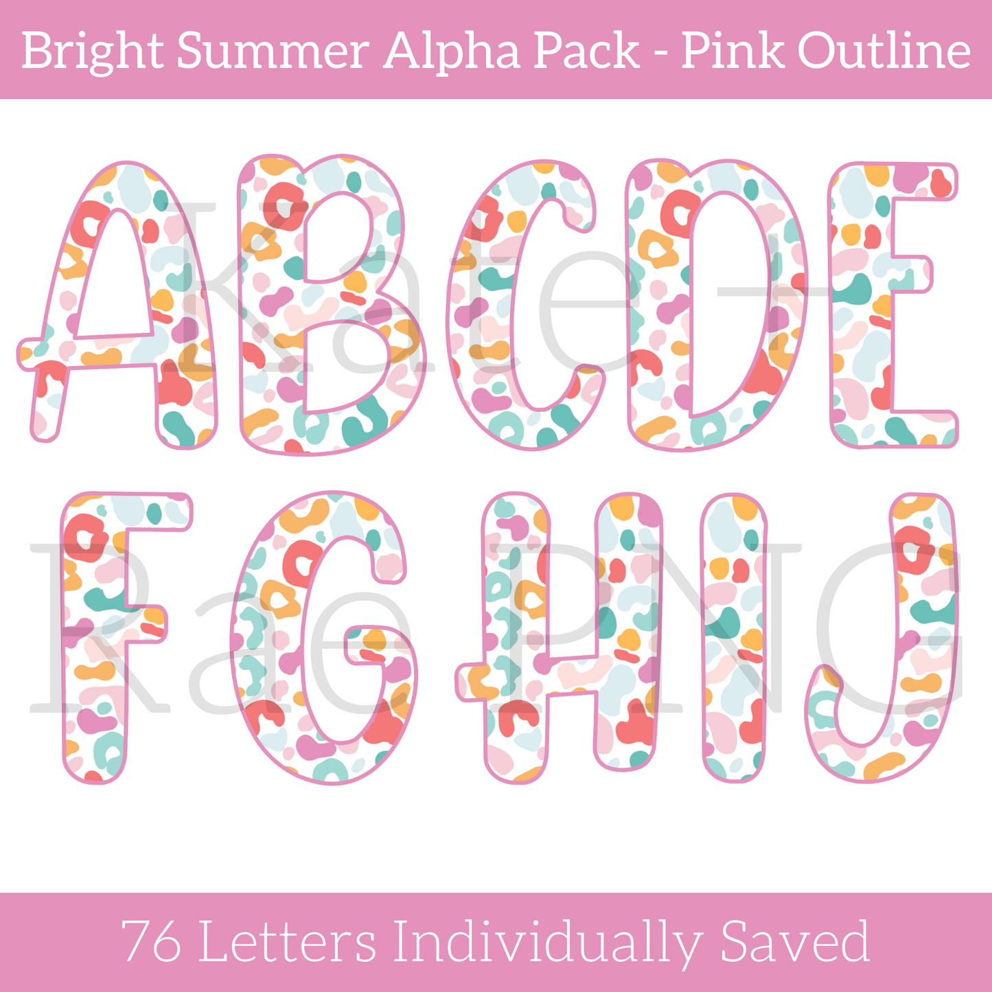 Bright Summer Leopard Alpha Pack - Pink Outline