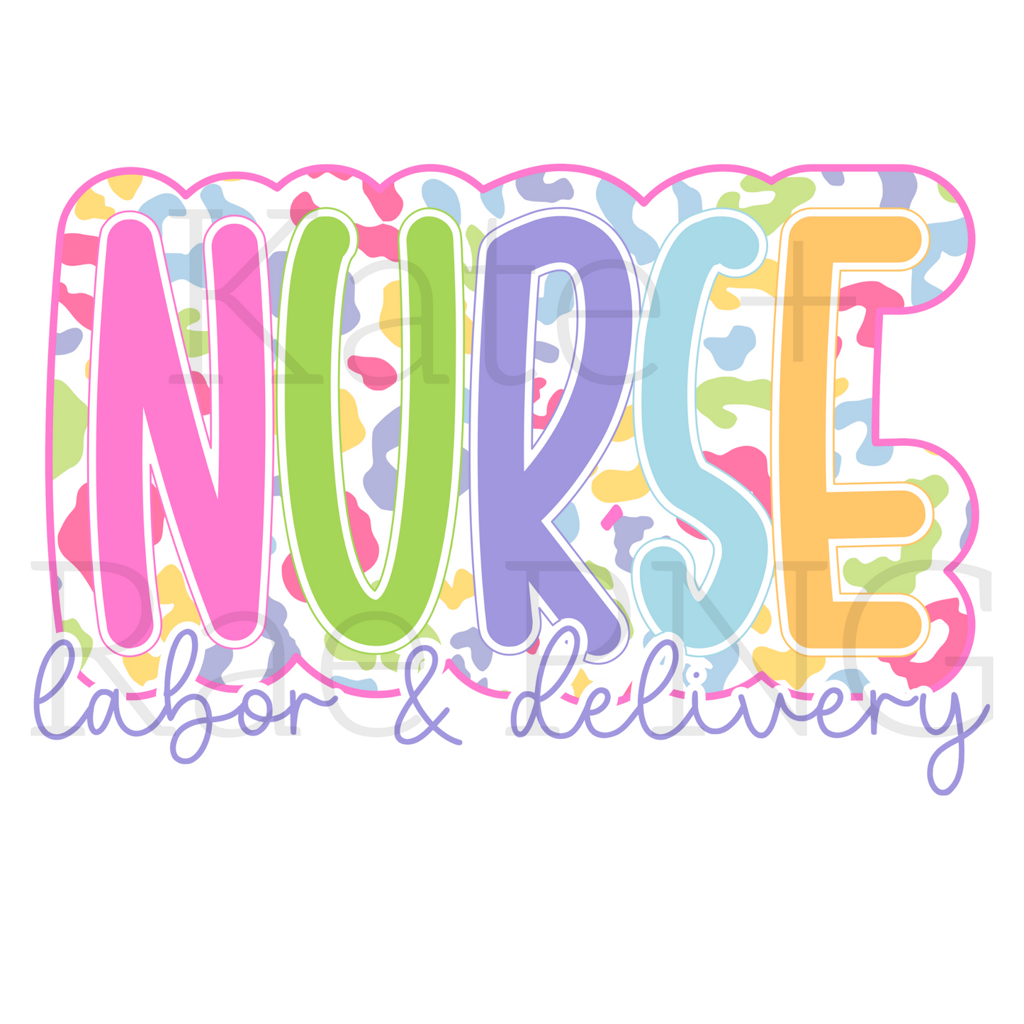 Bright Leopard Labor & Delivery Faux Double Applique PNG