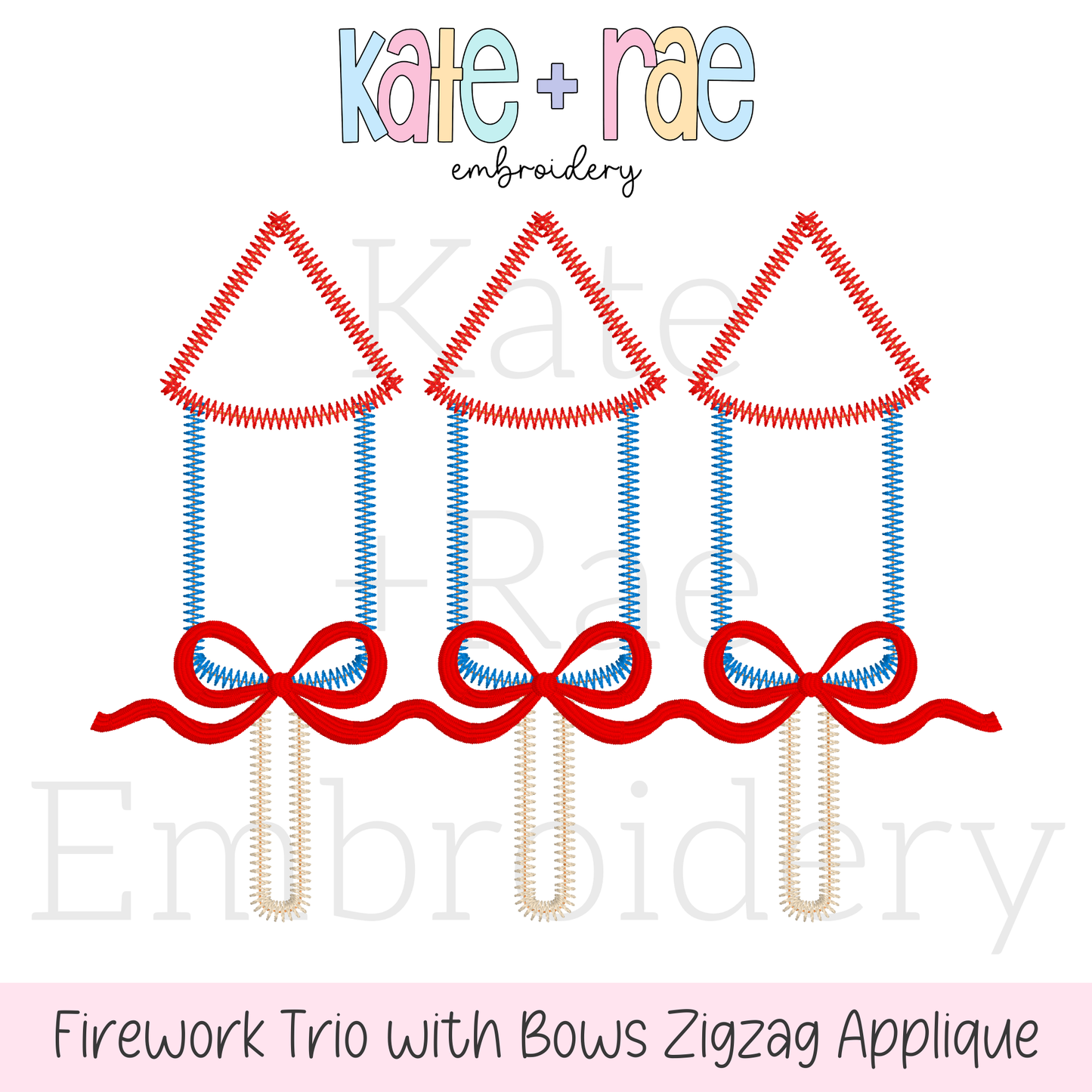 Girl's Firework Trio Zigzag Applique Embroidery Design