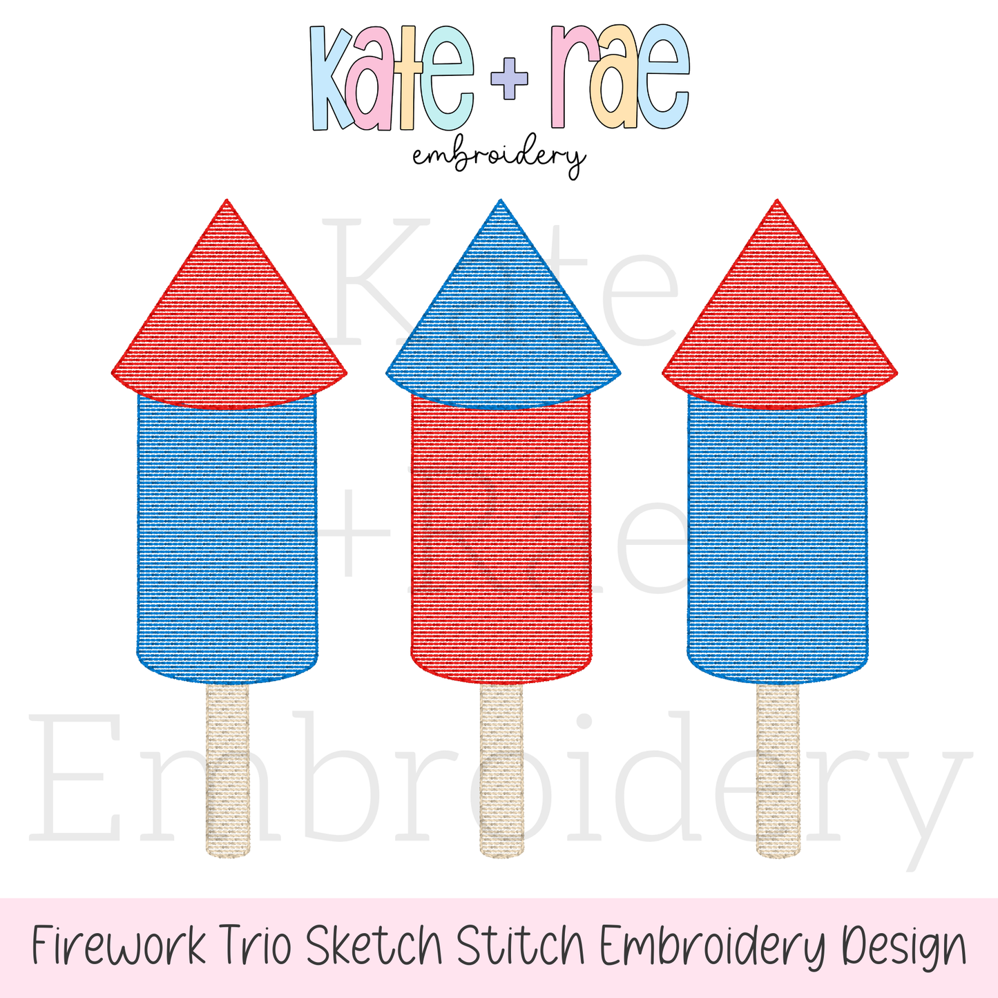 Boy's Firework Trio Sketch Stitch Embroidery Design