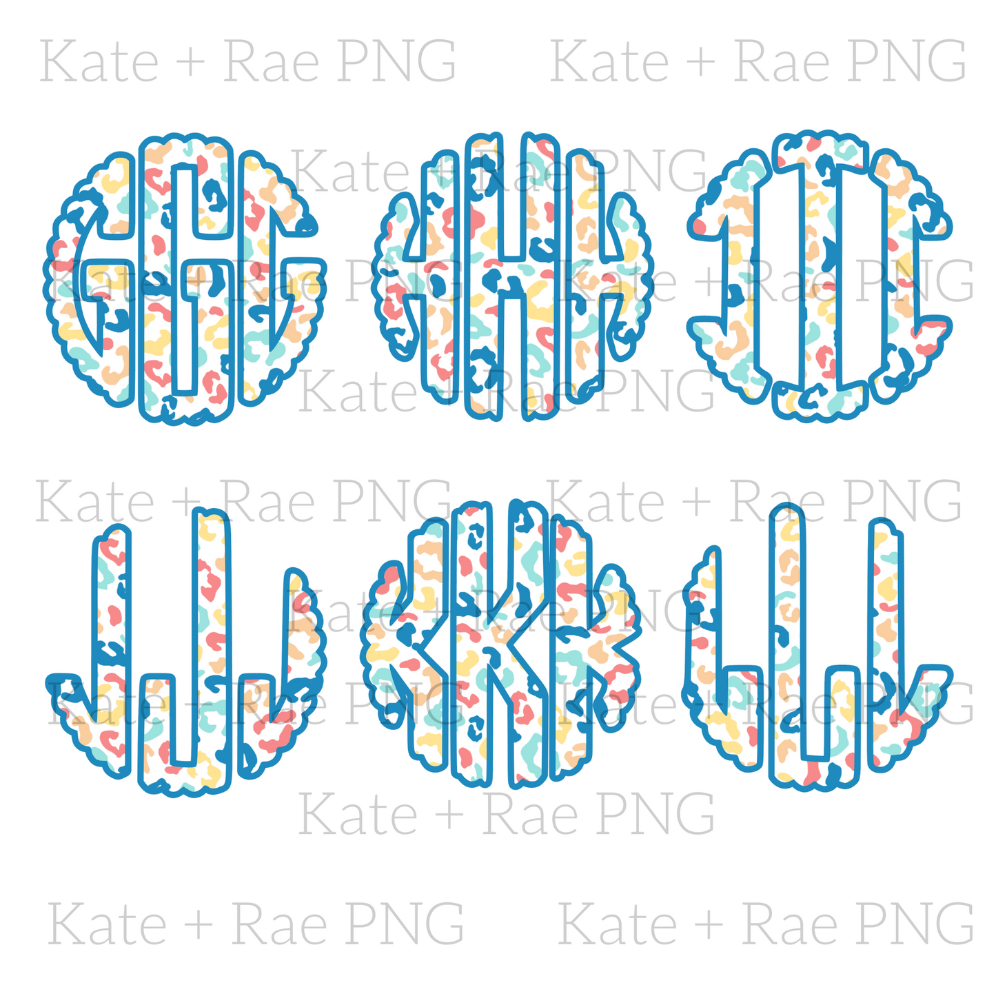 Summer Leopard Scalloped Monogram