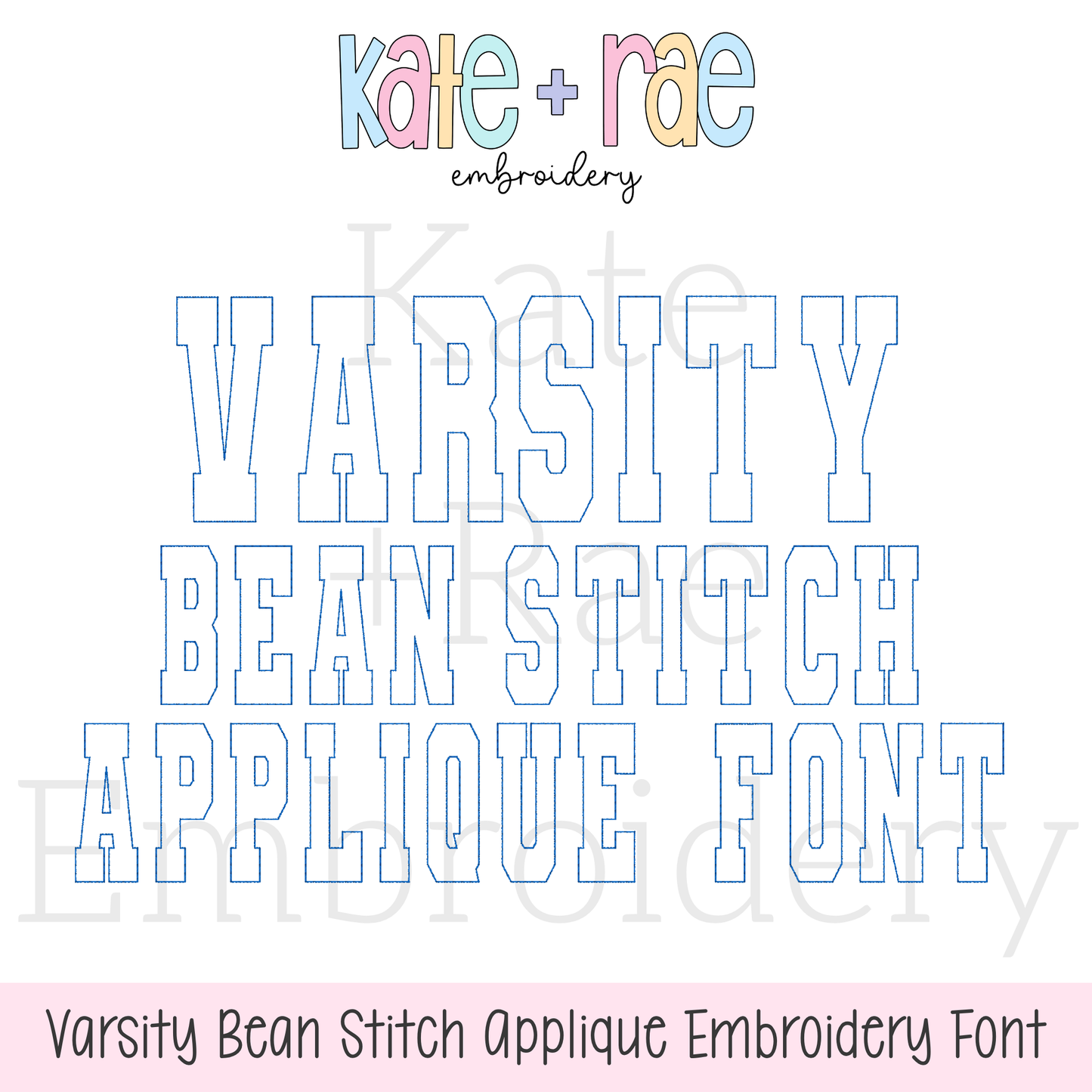 Varsity Bean Stitch Applique Embroidery Font