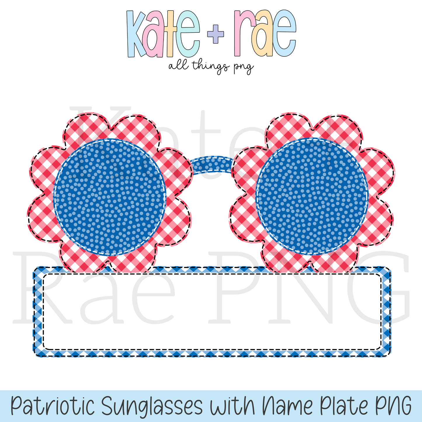 Patriotic Flower Sunglasses with Name Plate PNG