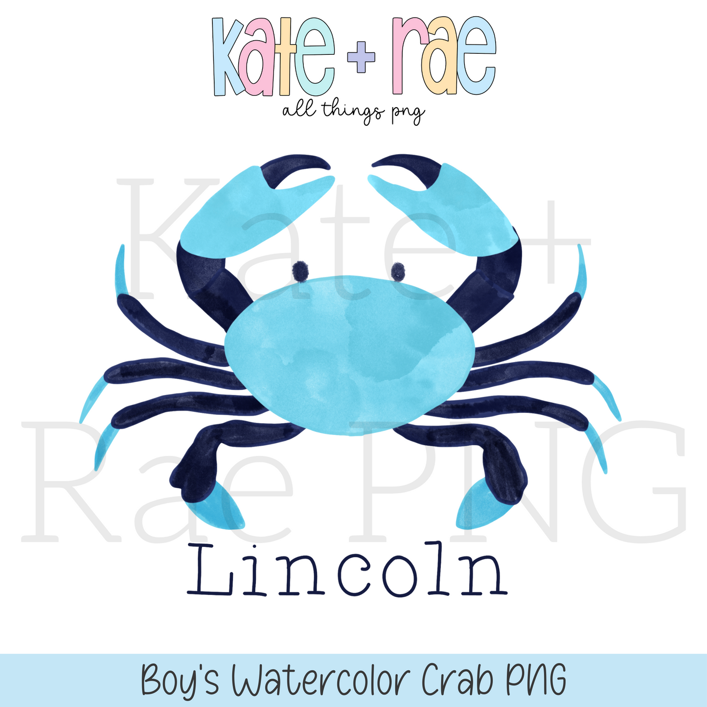 Boy's Watercolor Crab PNG