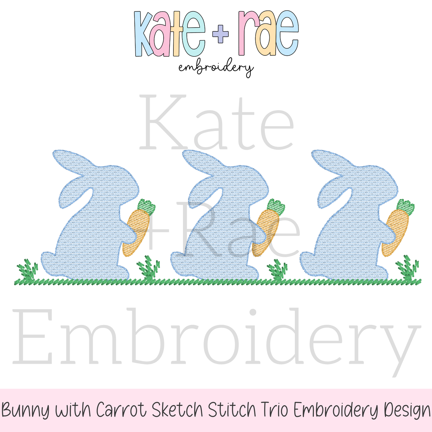 Boy's Easter Bunny with Carrots Trio Sketch Stitch Embroidery Design
