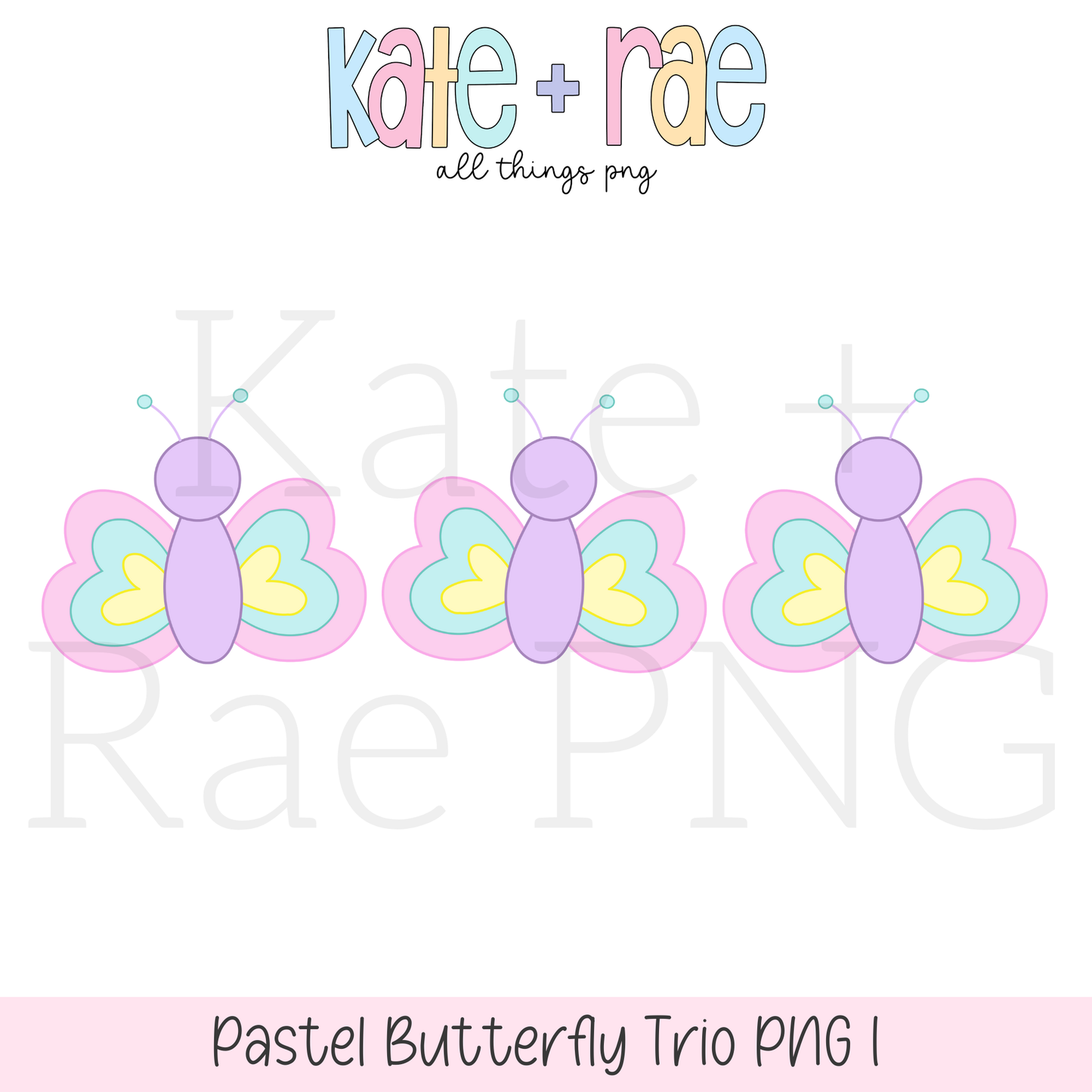 Spring Pastel Butterfly Trio PNG